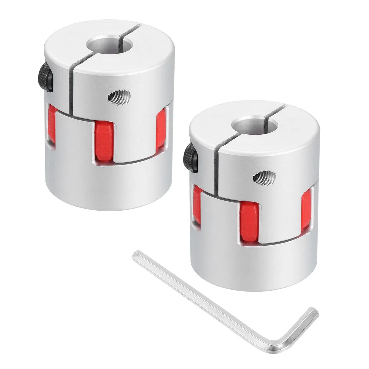 QUARKZMAN 2pcs D30 L35 10mm a 14mm Flexible Ciruela Eje Acoplamiento Aluminio Motor Conector Flexible Araña Acoplador para 3D Impresora CNC Máquina (Plateado Tono/Rojo)
