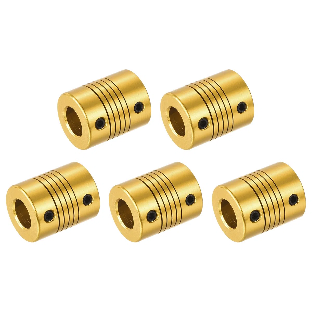 QUARKZMAN 5 Piezas de Acoplamiento Flexible L25xD20 de Aleación de Aluminio de 8mm a 10mm para Codificadores y Motores, Dorado