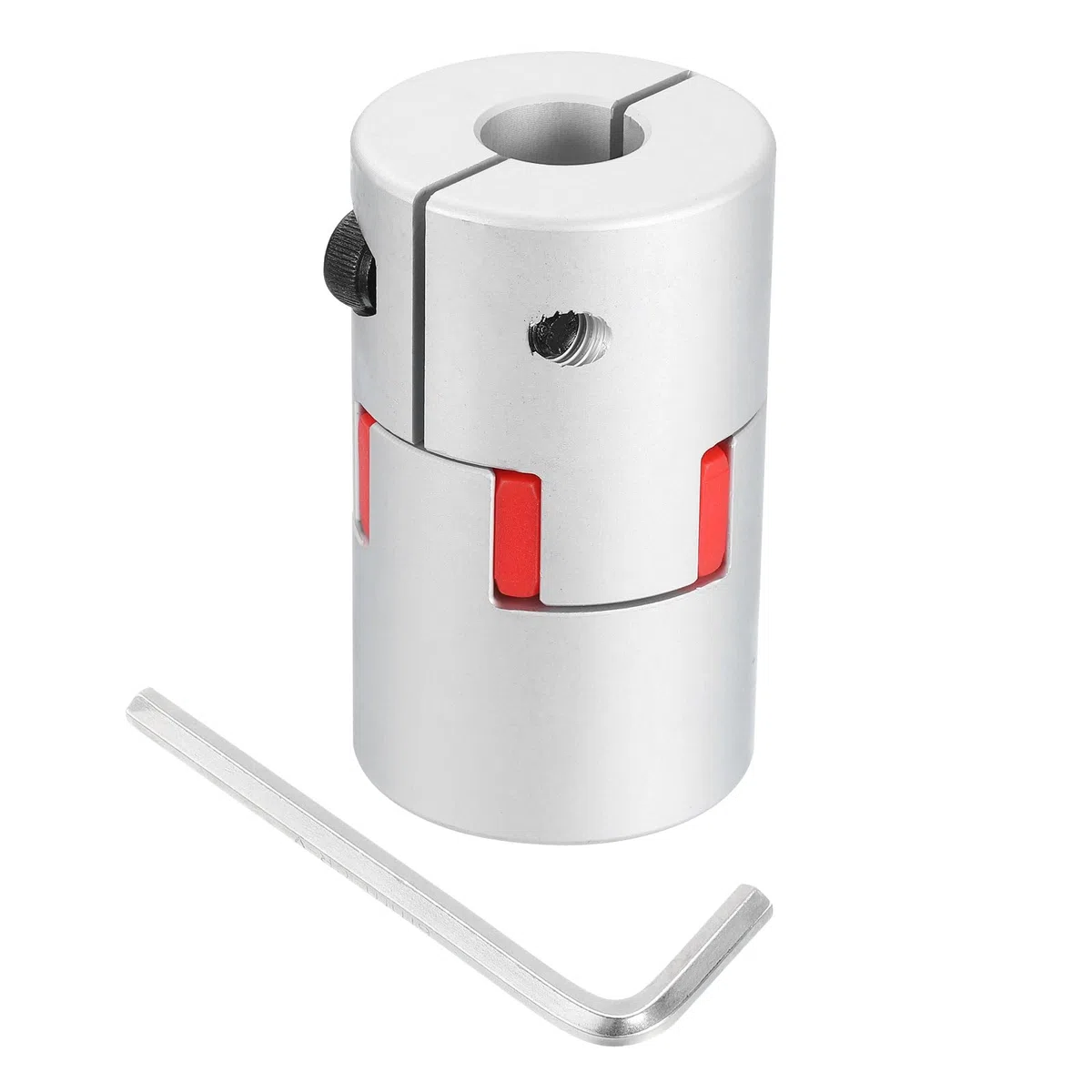 QUARKZMAN D40 L66 Acoplamiento Flexible de Eje de Ciruela de 15 mm a 15 mm Conector de Motor de Aluminio Acoplador Flexible de Araña para Impresora 3D Máquina CNC (Tono Plateado/Rojo)