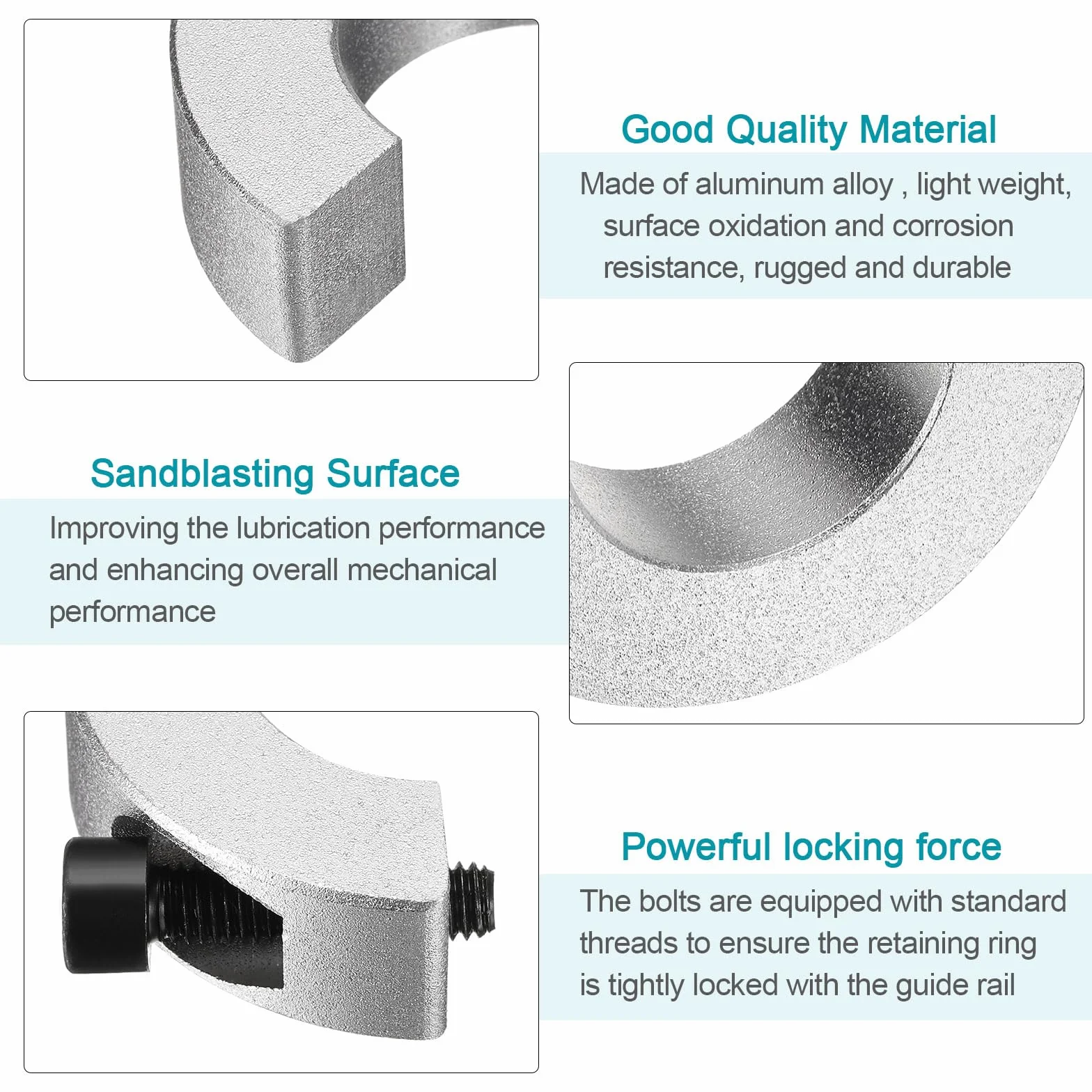 QUARKZMAN 8Pcs Collar de Parada de Eje de Riel Lineal SBR20 de Aleación de Aluminio Abrazadera de Collar para Sujetar Poleas de Sincronización con Una Llave Plana de Níquel