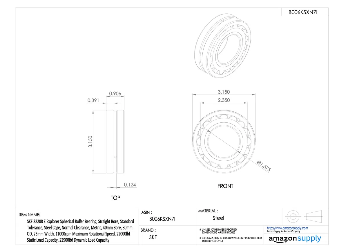 SKF 22208 E - Rodamiento de rodillos radiales esféricos