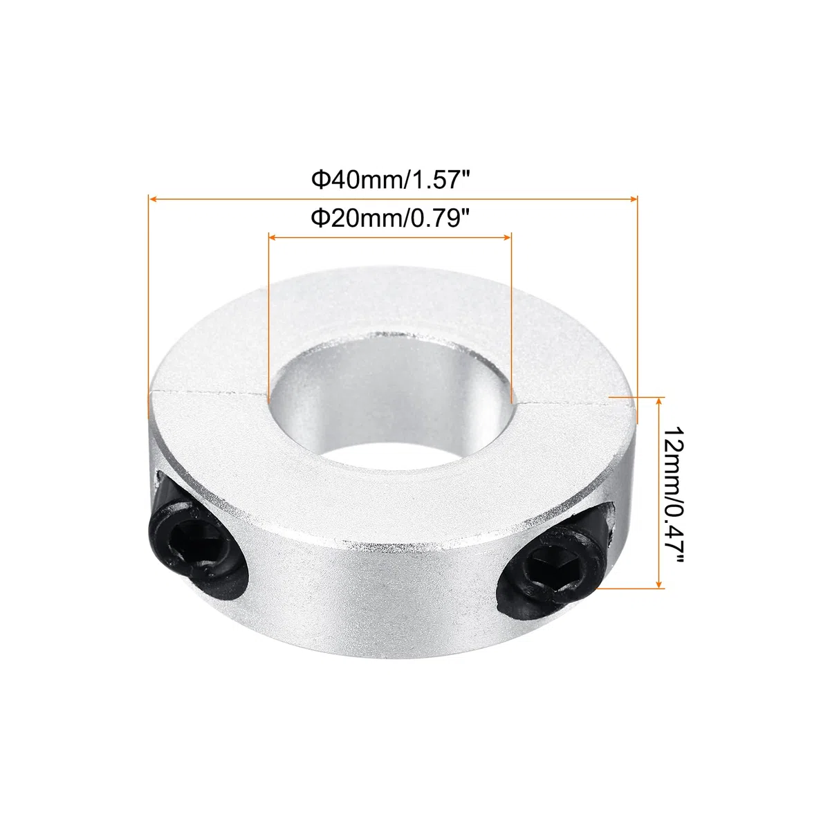 QUARKZMAN Collar de Eje 20mm/0.9 Pulgadas Diámetro de Orificio Doble Dividido Collar de Sujeción de Aluminio con Tornillo de Fijación 4 Piezas