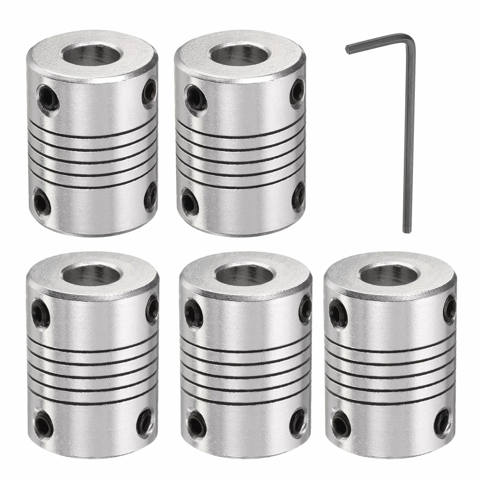 QUARKZMAN 5 Piezas Acoplamiento de Eje de Aleación de Aluminio 8mm a 8mm Acoplamiento Flexible Conector de Motor Acoplador de Motor Paso a Paso para Máquina CNC (L25xD19)