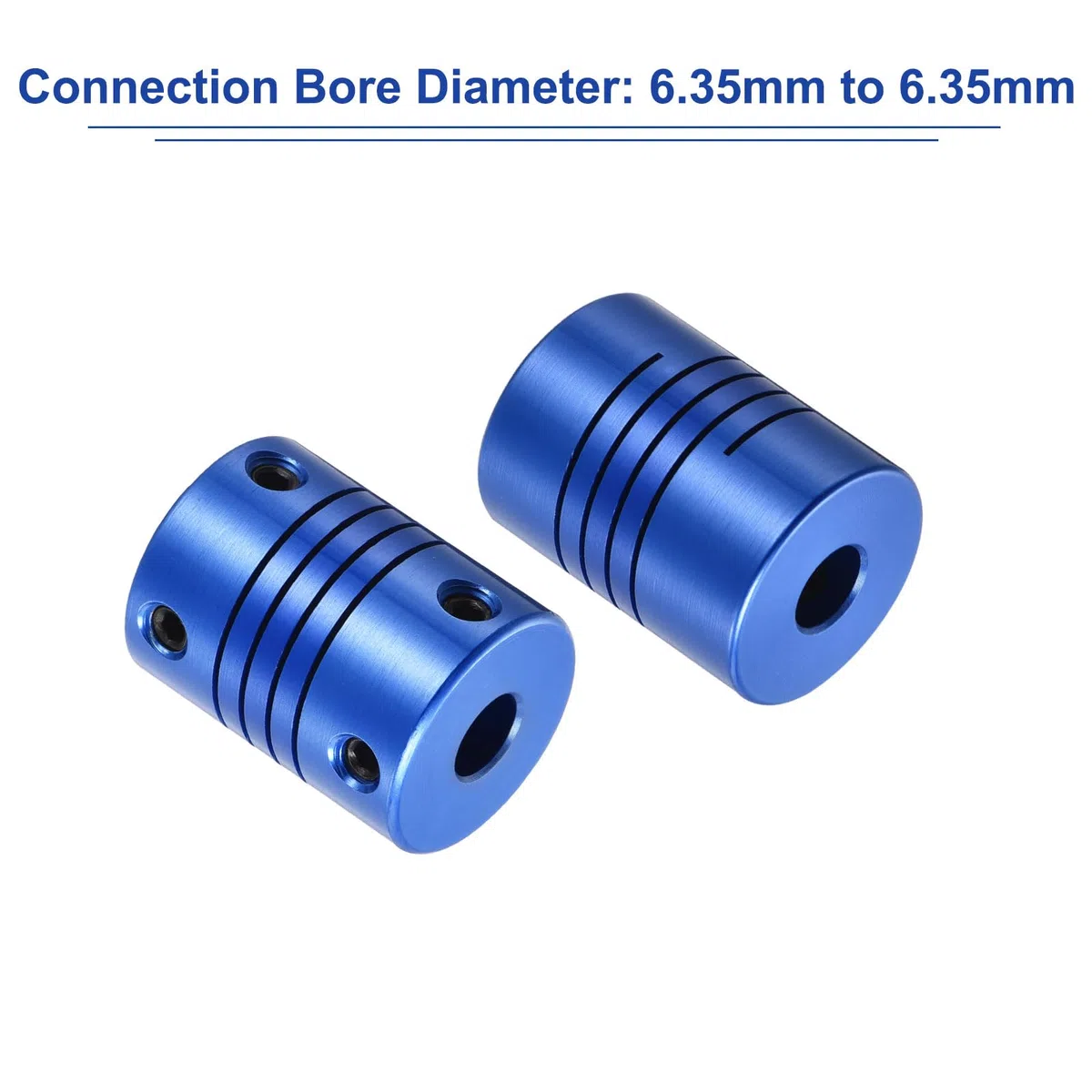 QUARKZMAN 5 Piezas Acoplamiento Flexible de Eje 6.35mm a 6.35mm，Acoplamiento Motor L25xD19 de Aleación de Aluminio con Tornillos para Impresoras 3D, Máquina CNC, Azul