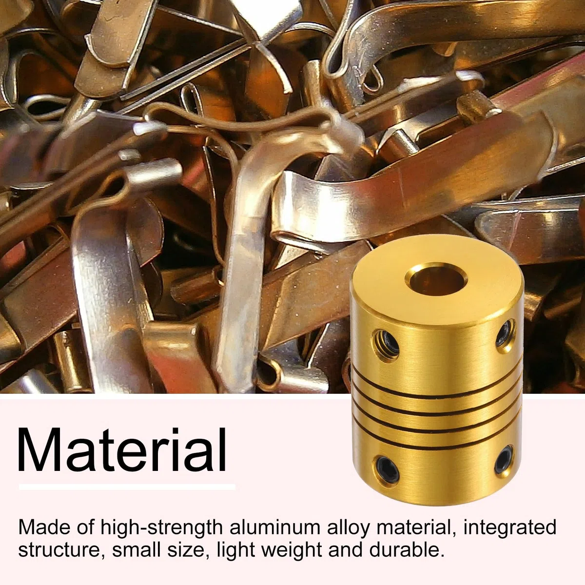 QUARKZMAN 5 Unidades de Acoplamiento Flexible de Aleación de Aluminio de 6.35mm a 6.35mm L24.5xD19.5 para Codificadores y Motores, Dorado