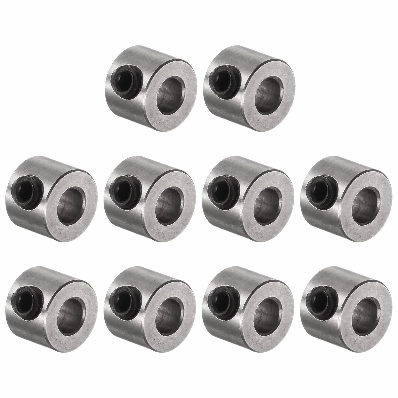 sourcing map Juego de 10 Collares de Tornillo de Fijación Eje de Acero Inoxidable de 4mm de Diámetro 9mm Diámetro Exterior 7mm de Ancho Collar de Rueda de Tope de Tren de Aterrizaje