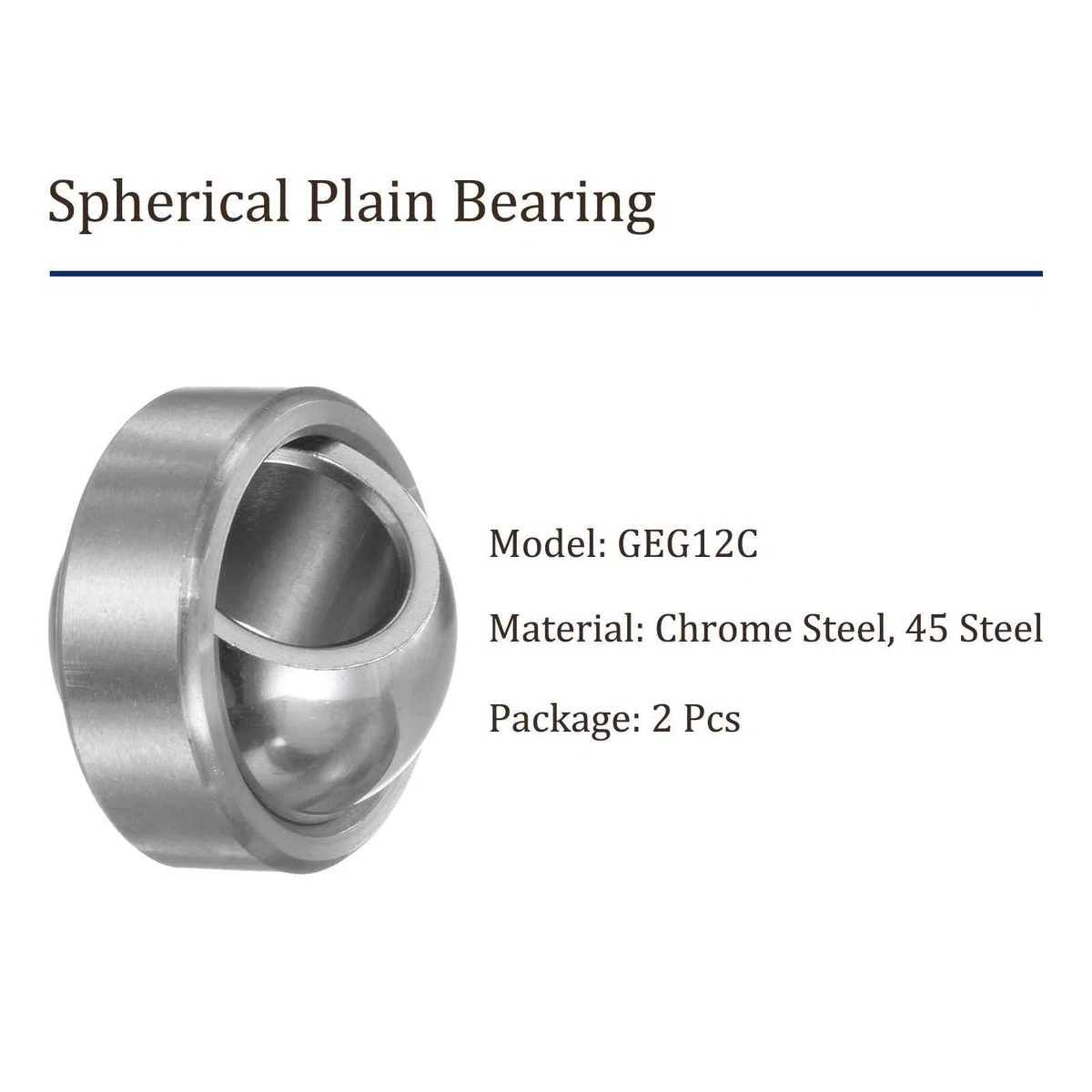 2 Pcs GEG12C Cojinete Esférico Radial - [12mm x 26mm x 15mm] Cojinete Esférico Radial Prelubricado, Acero Cromado