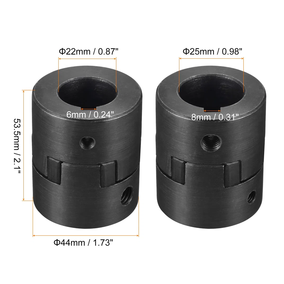 sourcing map Acoplamiento Flexible de Eje de 22mm a 25mm, Acoplador 51mm Longitud 44mm Diámetro, Conector de 45# Acero, Accesorios para Motor
