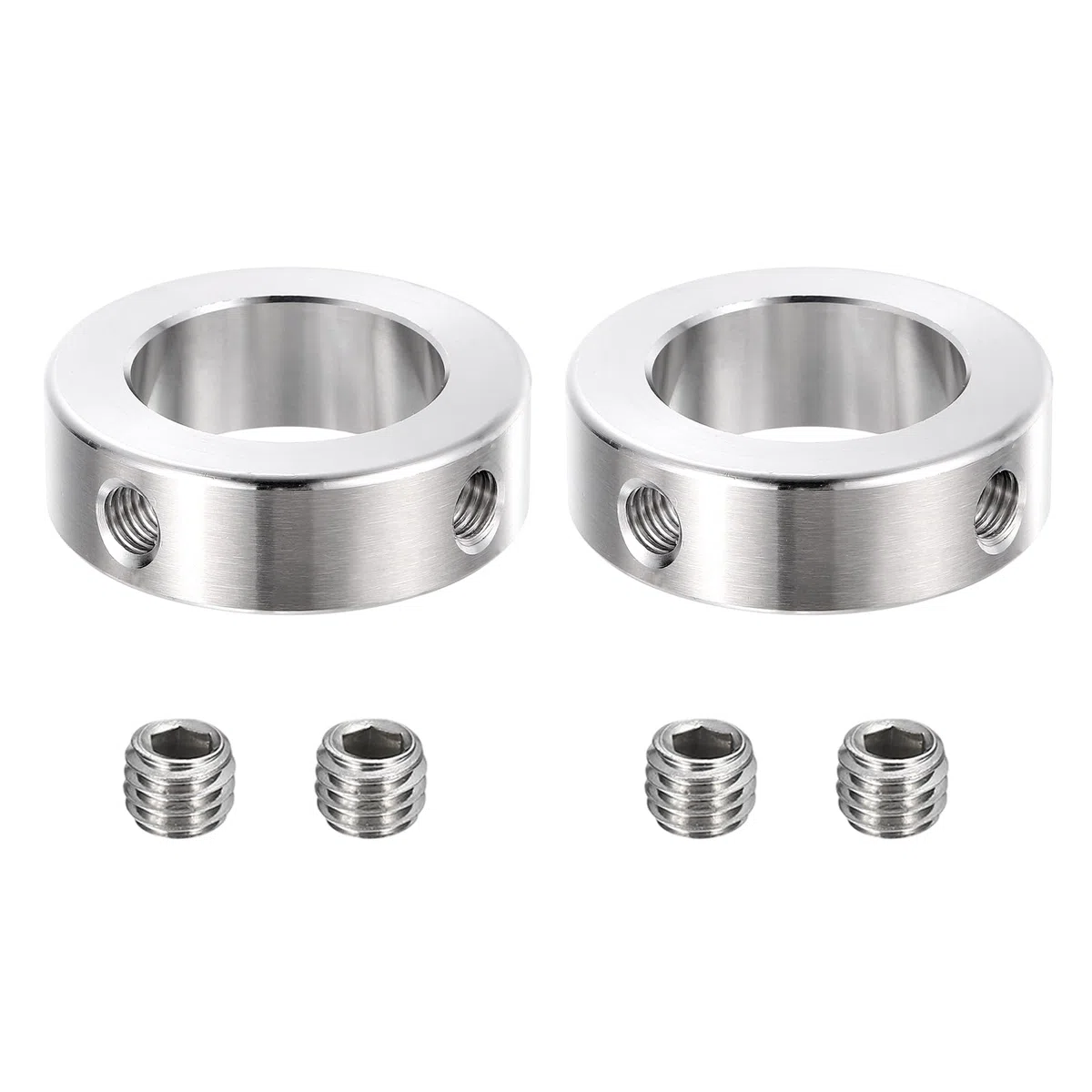 QUARKZMAN 2Pcs Collarín De Eje De Acero Inox, 32mm(1 1/4") ID 50mm(1 31/32") OD 16mm(5/8") Grosor Collarines De Bloqueo De Eje De Doble Agujero Para Ensamblajes De Caja De Cambios