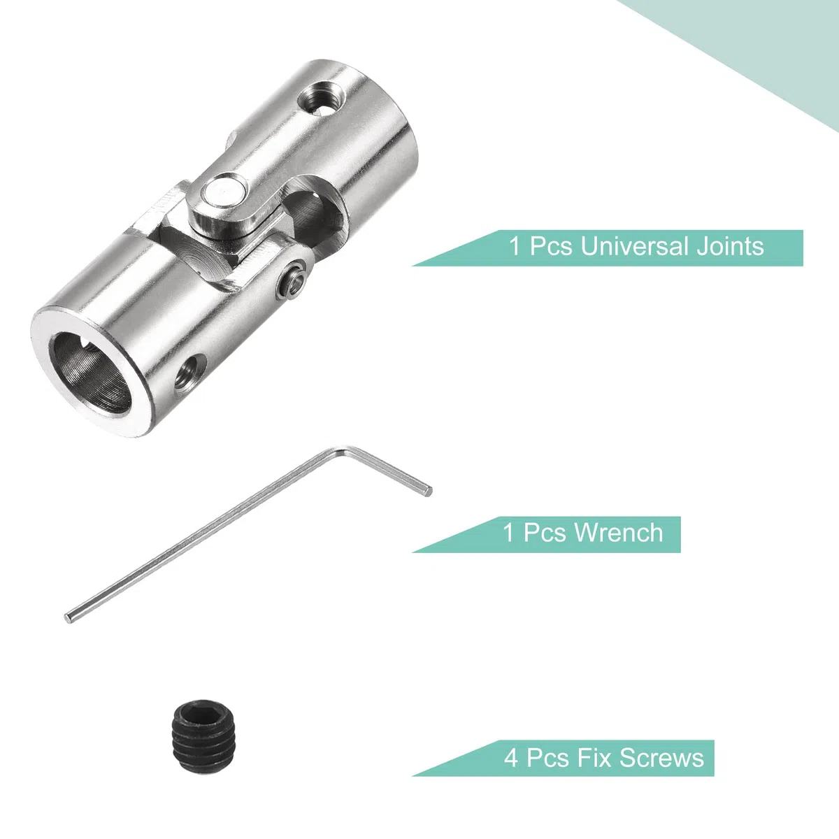 sourcing map 12mm A 12mm Interior Diámetro Giratorio Universal Junta Eje Acoplamiento L52 X D20 con Tornillos y Llave para RC Modelo