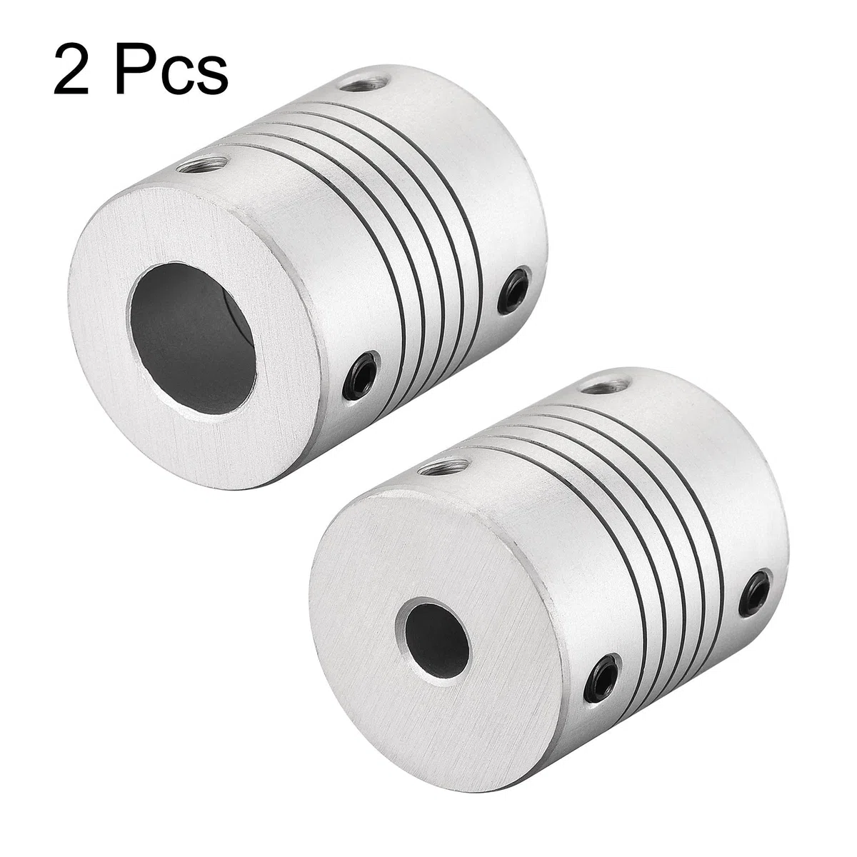 sourcing map 12 mm a 6 mm aleación de aluminio eje acoplamiento acoplador flexible motor conector junta L30xD25 plata 2 unids