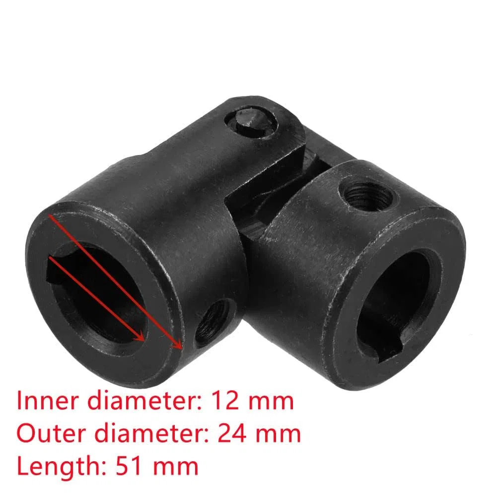 12 * 24 * 51 mm Junta de Acoplamiento de Eje Conector de Motor de Dirección de Bricolaje con Chavetero
