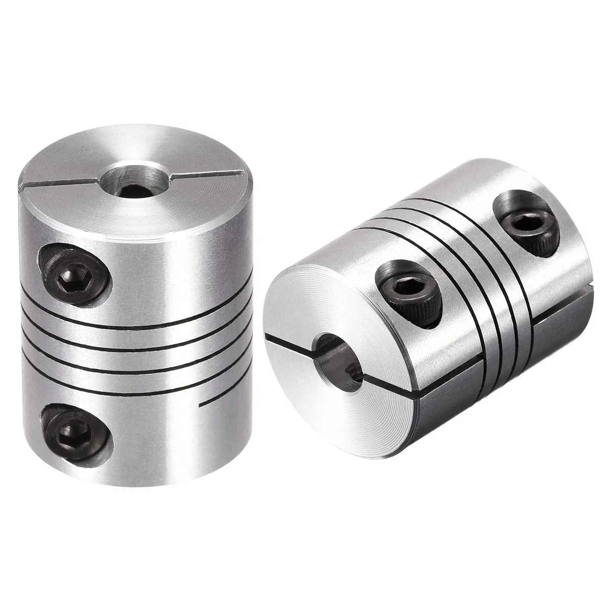 sourcing map Acoplamiento de Eje de 6mm a 6mm, Acoplador de Viga Helicoidal 25mm Longitud 20mm Diámetro, Conector de Aleación de Aluminio, Accesorios para Motor, 2 Pcs