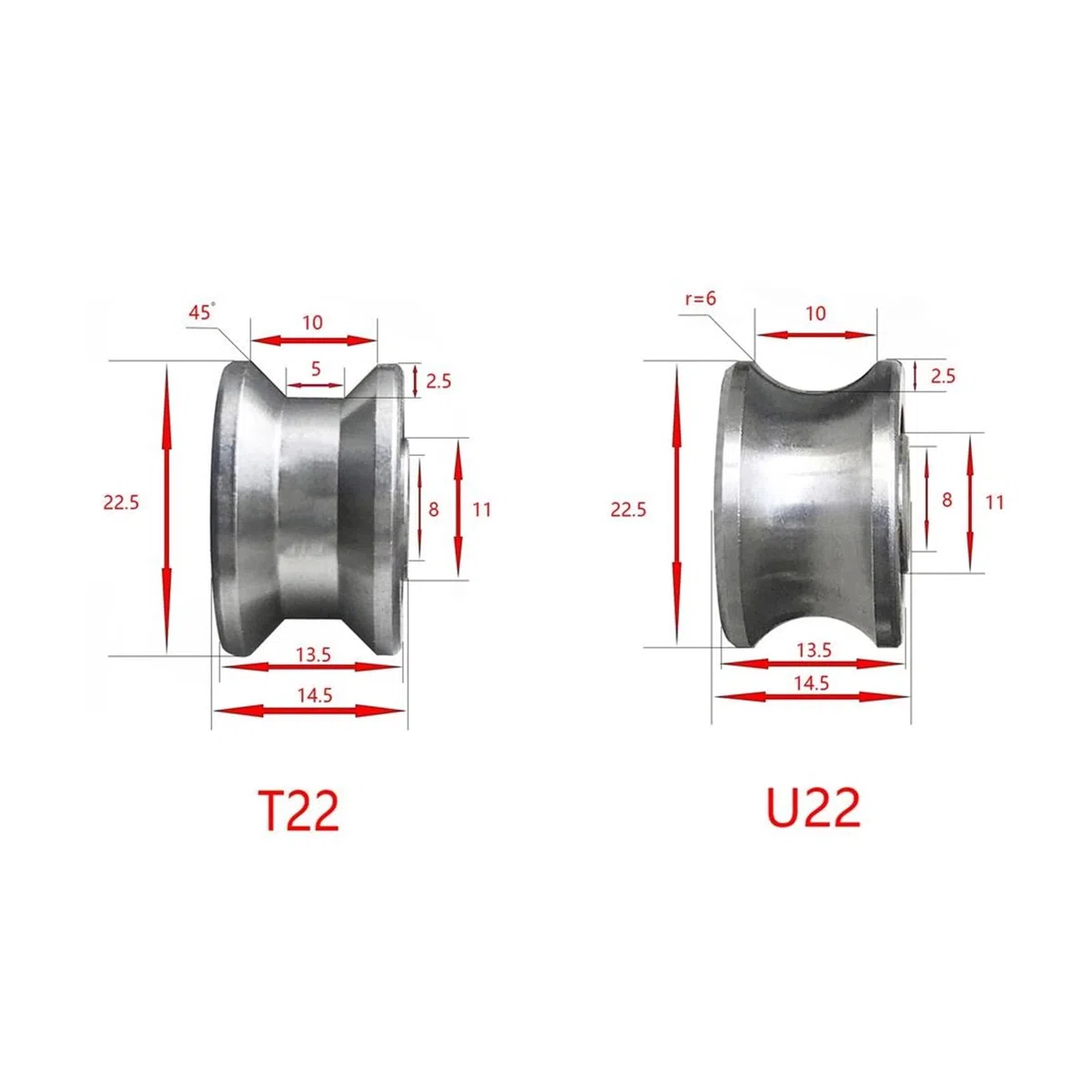 2 rodamientos U22 con ranura en U