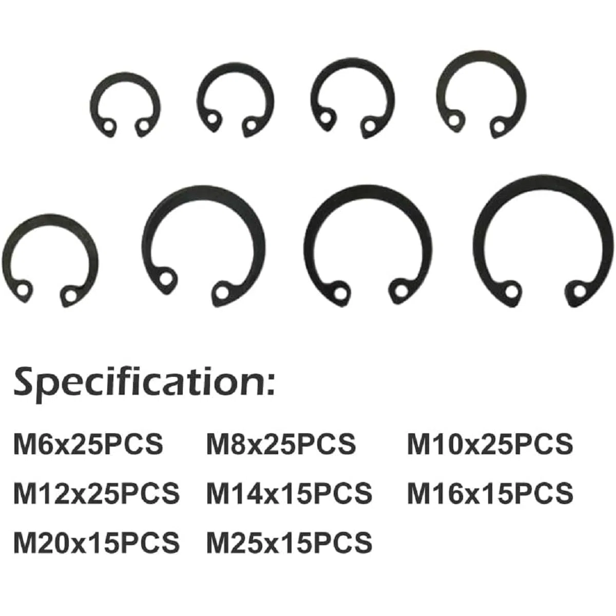 Anillos de Seguridad, C-Clip Surtido, C-Clip Anillo Seguridad, 160PCS Anillo Retención Forma C Anillo de Retención Extern C Elásticos Bloqueo Con Caja de Almacenamiento para Rodamientos Poleas Ejes