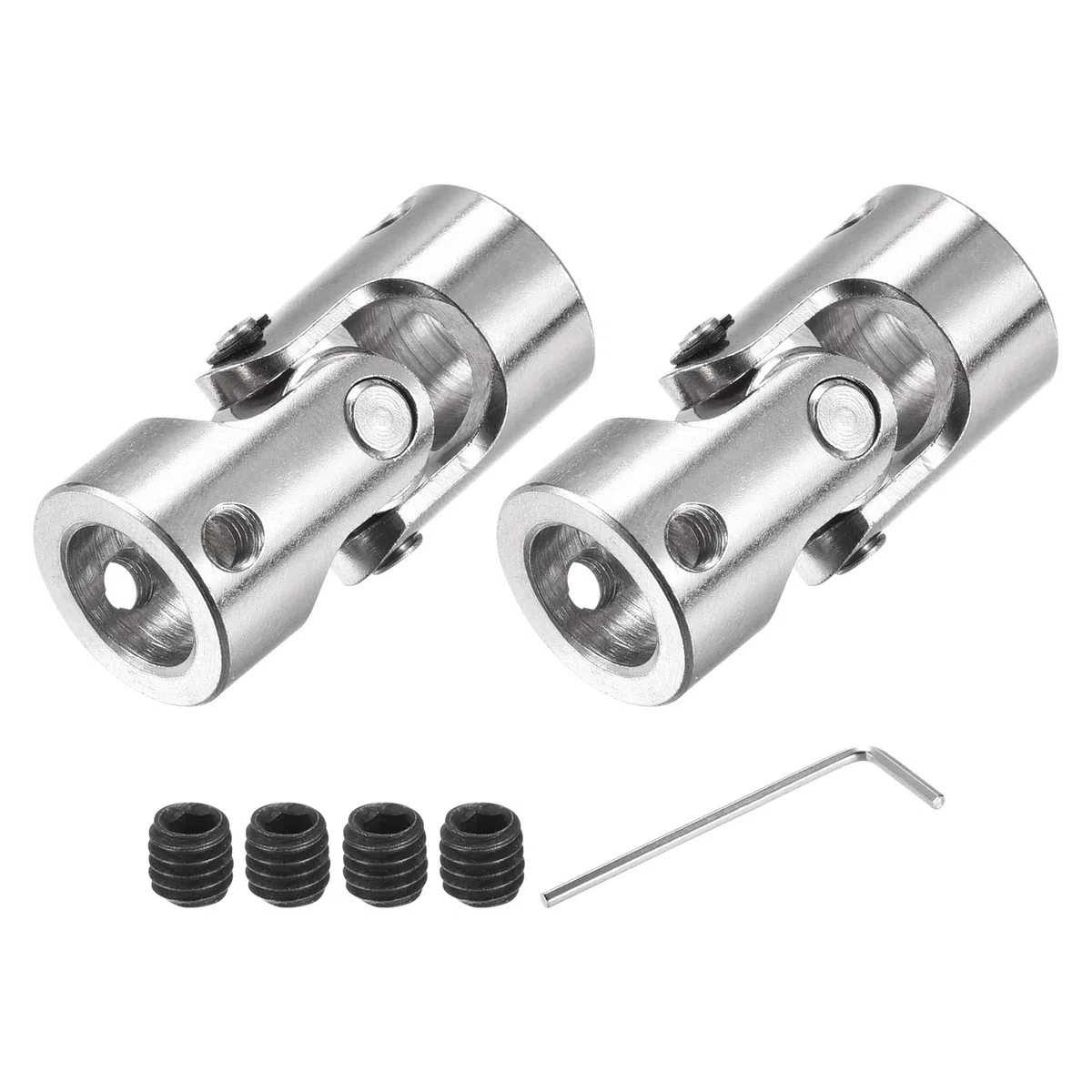 sourcing map 10mm A 10mm Interior Diámetro Giratorio Universal Junta Eje Acoplamiento L35 X D16 con Tornillos y Llave para RC Modelo Paquete de 2
