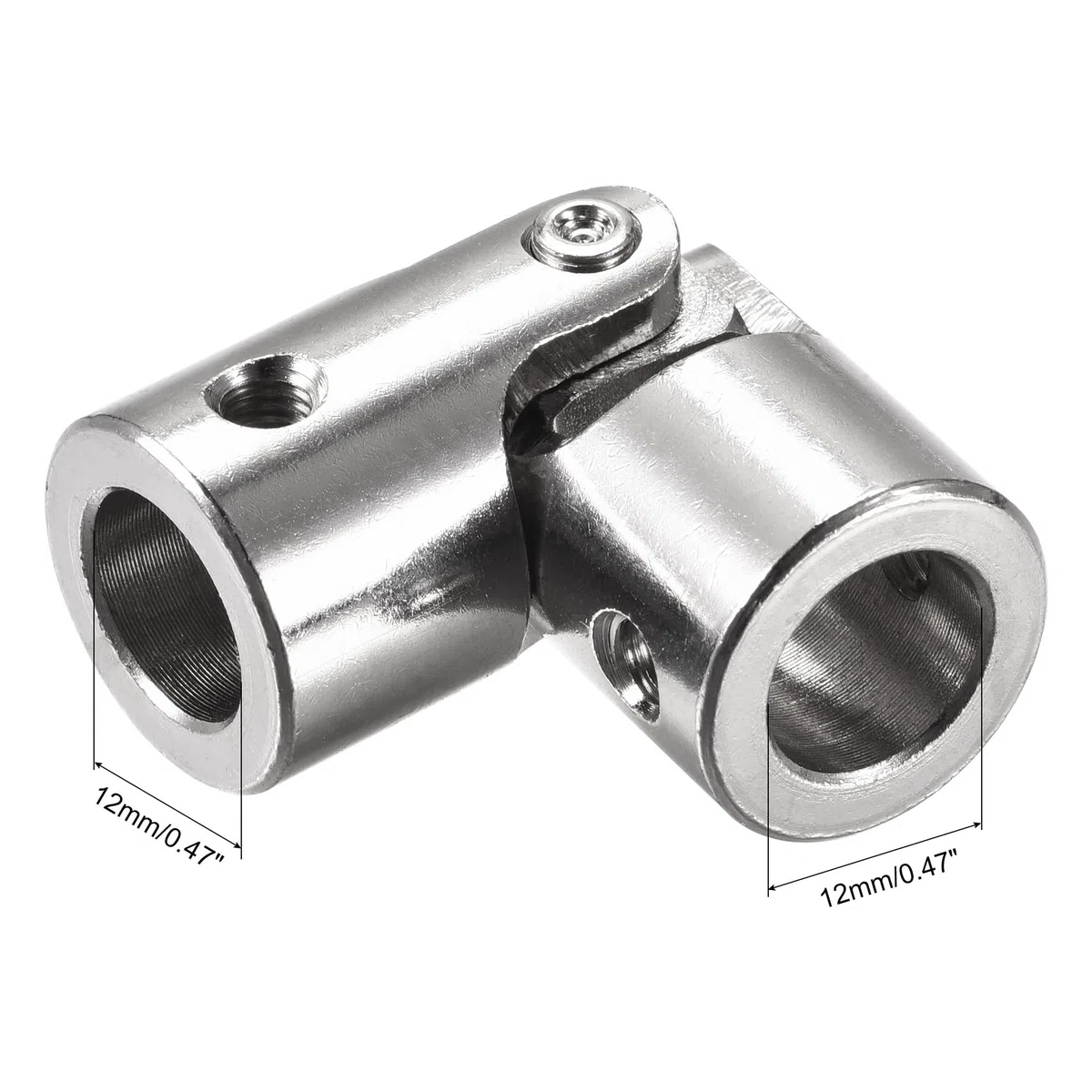 sourcing map 12mm A 12mm Interior Diámetro Giratorio Universal Junta Eje Acoplamiento L52 X D20 con Tornillos y Llave para RC Modelo