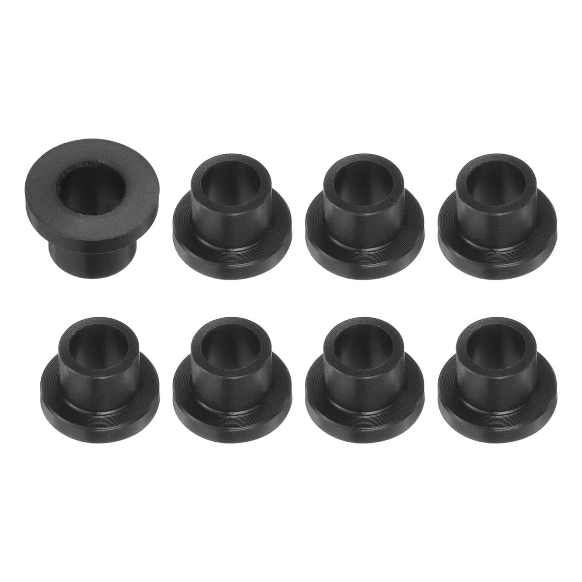 sourcing map 8 cojinetes de plástico con brida de 5 mm de diámetro x 7 mm de diámetro exterior x 7 mm de longitud, bujes POM negros