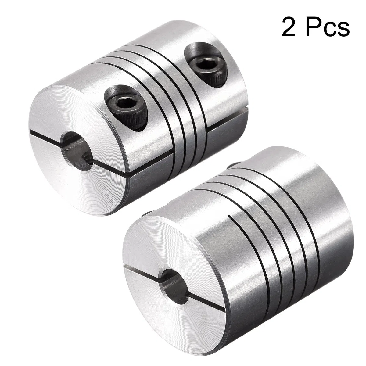 sourcing map Acoplamiento de Eje de 6mm a 6mm, Acoplador de Viga Helicoidal 25mm Longitud 20mm Diámetro, Conector de Aleación de Aluminio, Accesorios para Motor, 2 Pcs
