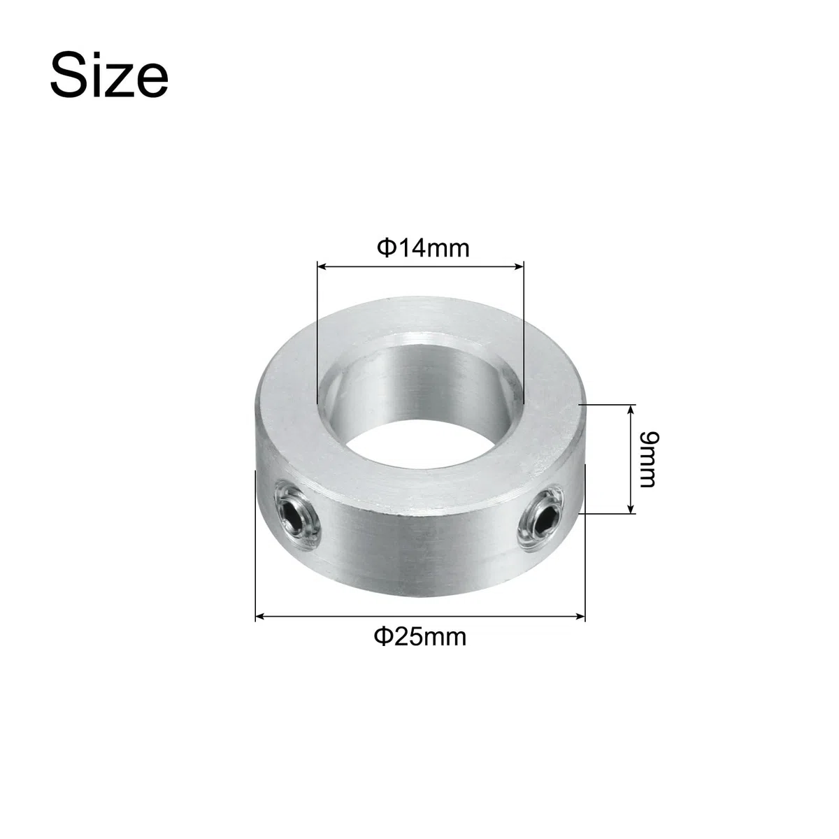 QUARKZMAN 8pcs Collares de Tornillo de Fijación 14mm, 25mm OD y 9mm Grosor, Collar de Sujeción con Tope para Guía de Eje de Varilla Lineal