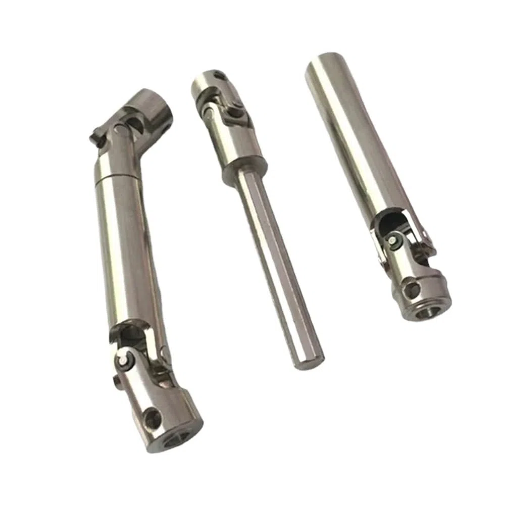 Acoplamiento de transmisión estriada con junta universal compatible con ejes telescópicos. Diámetro exterior: 12 mm. Longitud: 81 a 103 mm. Tamaños: 4 mm, 5 mm, 6 mm y 8 mm (L81-103, 5 mm-6 mm).(L81-1