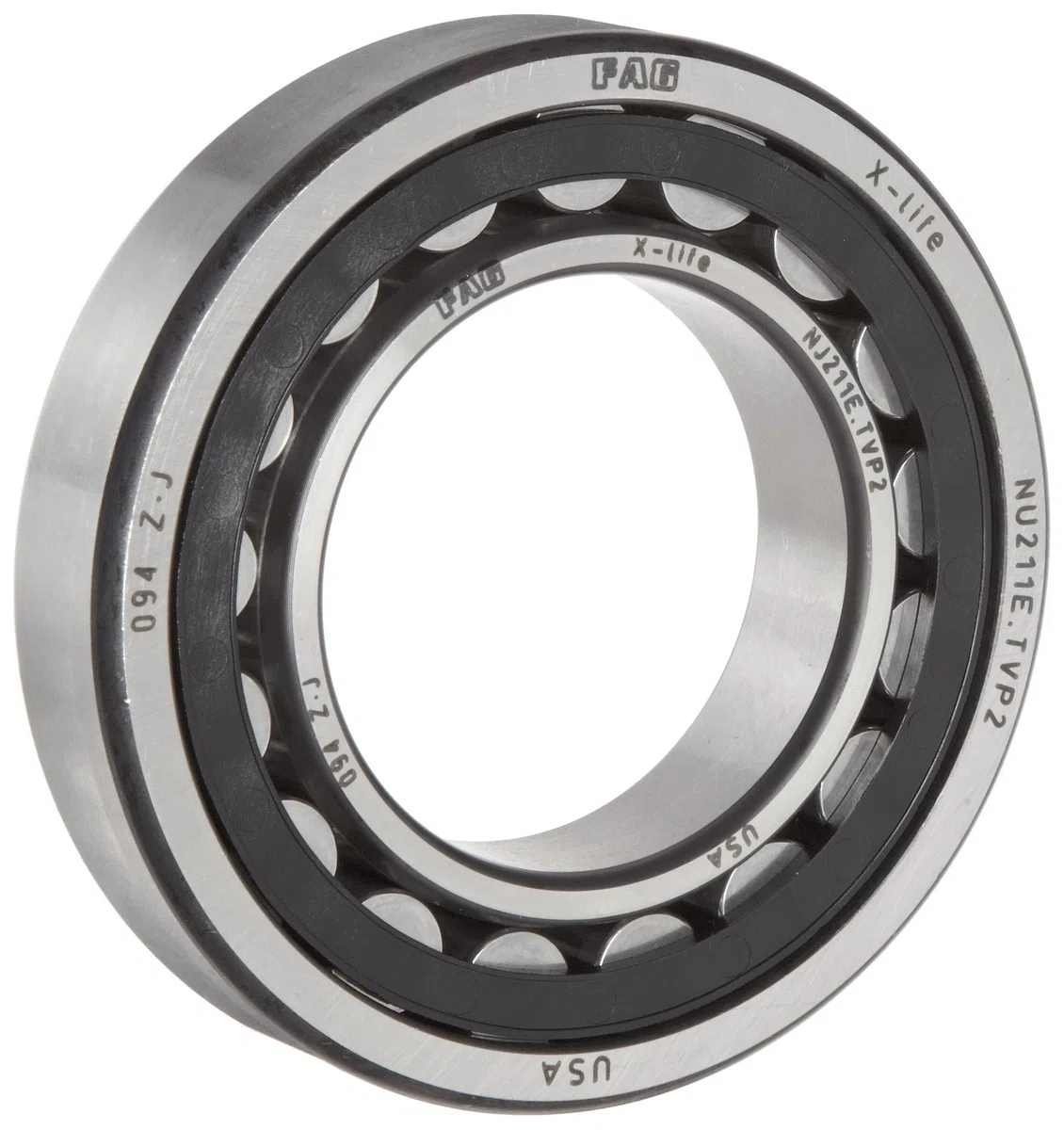 FAG NJ307E-TVP2-C3 Rodamiento de rodillos cilíndricos, una hilera, orificio recto, anillo interior extraíble, con brida, alta capacidad, jaula de poliamida/nylon, espacio libre C3, métrico, ID de 35 mm, diámetro exterior de 80 mm, ancho de 21 mm