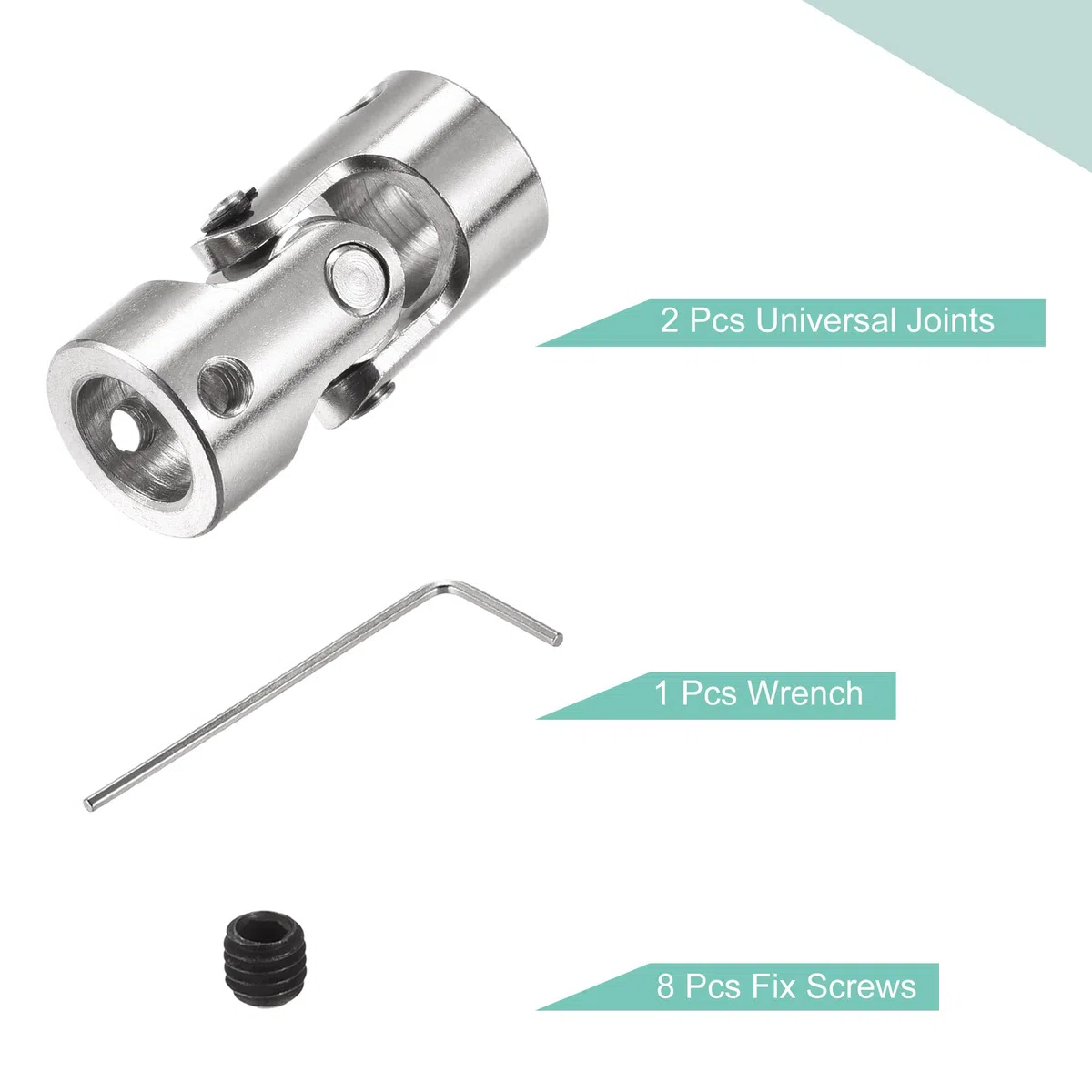 sourcing map 10mm A 10mm Interior Diámetro Giratorio Universal Junta Eje Acoplamiento L35 X D16 con Tornillos y Llave para RC Modelo Paquete de 2