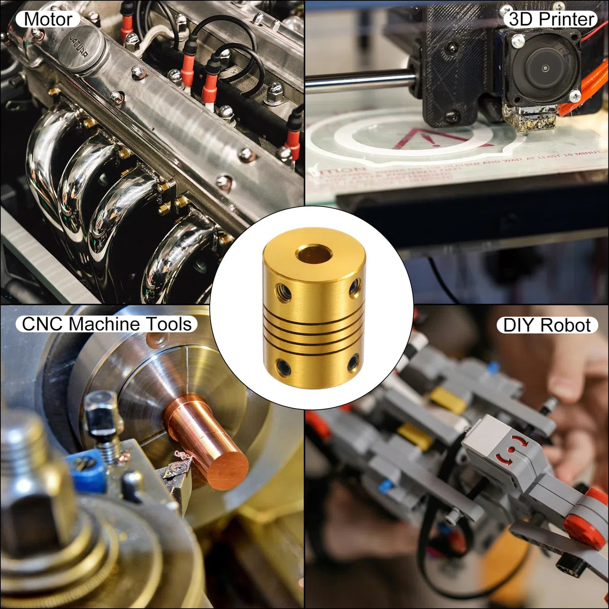 QUARKZMAN 5 Unidades de Acoplamiento Flexible de Aleación de Aluminio de 6.35mm a 6.35mm L24.5xD19.5 para Codificadores y Motores, Dorado