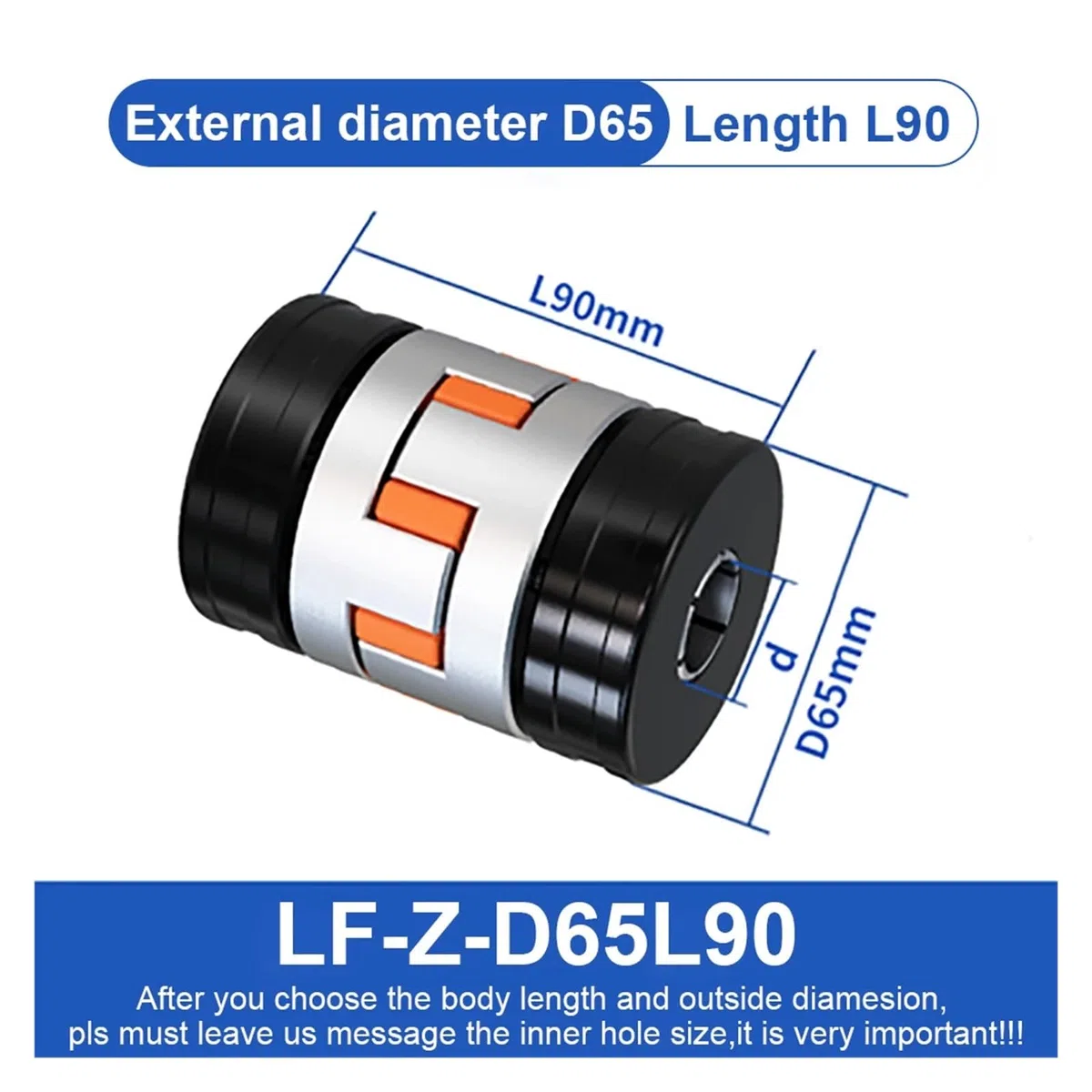 Acoplamiento flexible de ciruela Acoplador de eje LFZ D65L90, manga de expansión de flor de ciruelo, elasticidad de acoplamiento 1 ud.(LF-Z-D65L90-15X15)