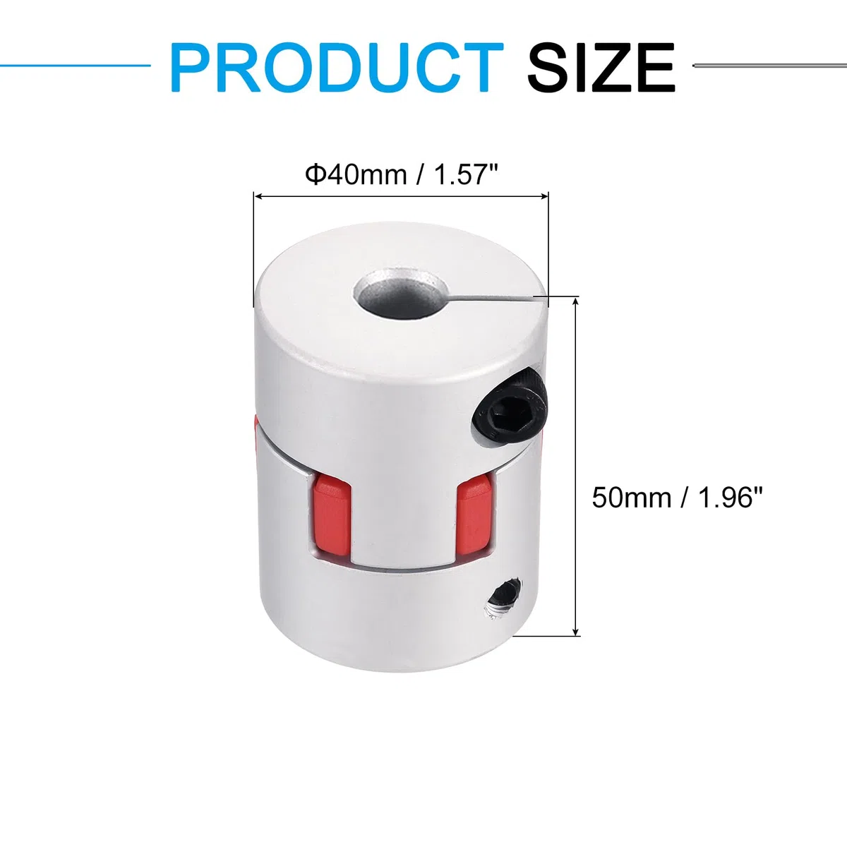 QUARKZMAN Acoplamiento de eje de aluminio 15mm a 15mm Acoplamiento flexible L50mm x D40mm Conector de eje de mandíbula para impresoras 3D DIY Codificador CNC Router Máquina de fresado