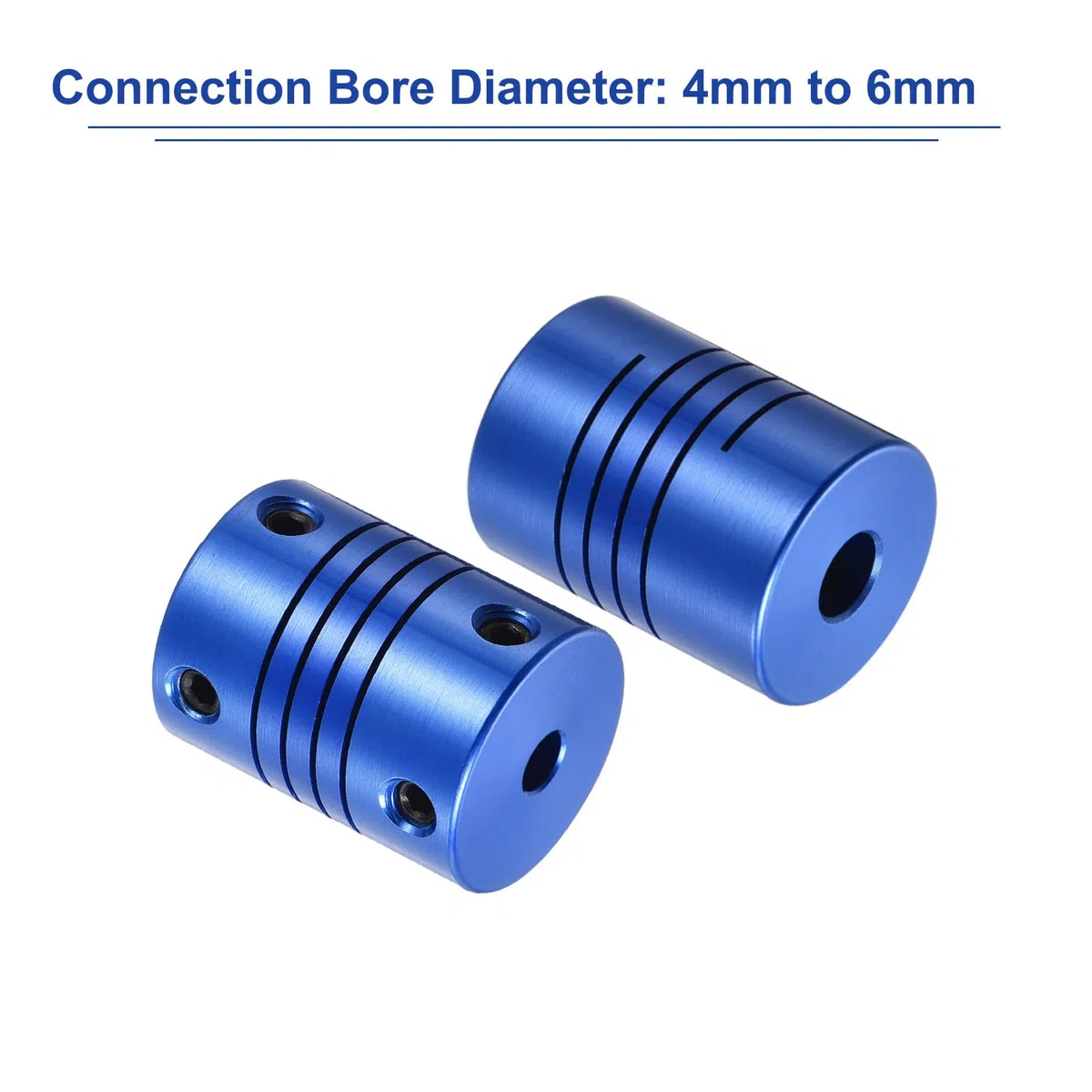 QUARKZMAN 5 Piezas Acoplamiento Flexible de Eje 4mm a 6mm，Acoplamiento Motor L25xD18 de Aleación de Aluminio con Tornillos para Impresoras 3D, Máquina CNC, Azul