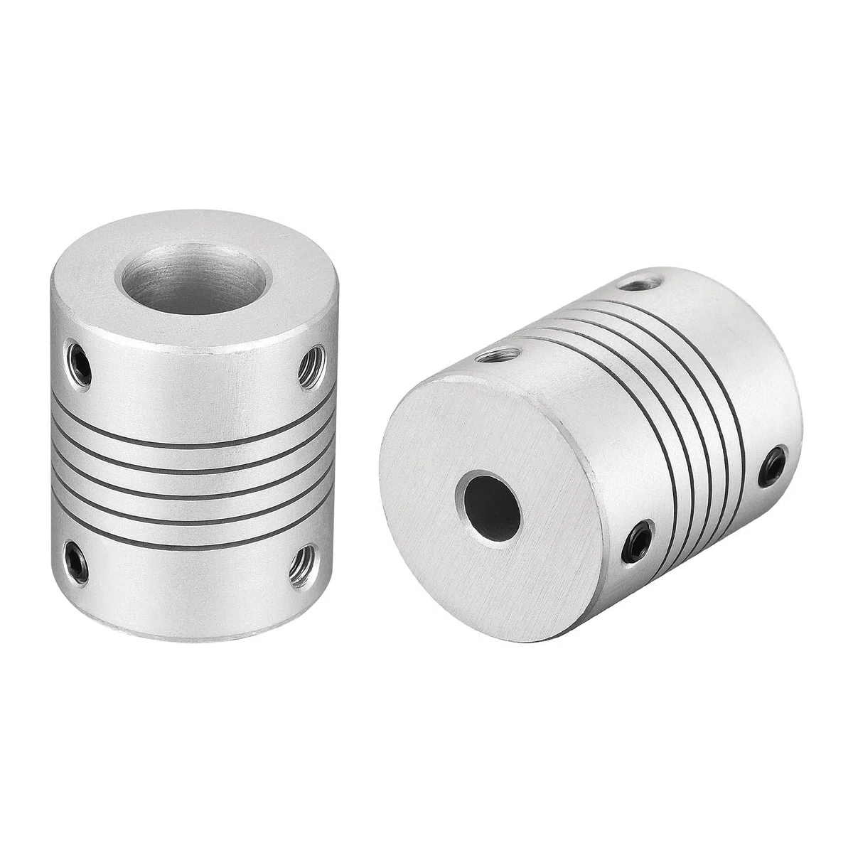 sourcing map 12 mm a 6 mm aleación de aluminio eje acoplamiento acoplador flexible motor conector junta L30xD25 plata 2 unids