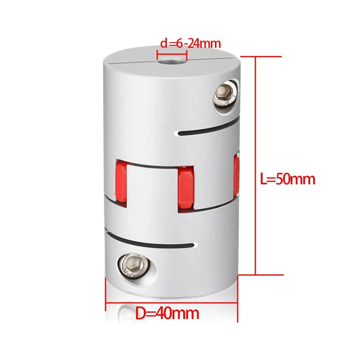 Acoplamiento de ciruela for eje de motor D40L50mm, acoplador de alto par, elástico y flexible, 6/8/9/10/12/16/17/18-24 mm, 1 unidad(12X12.7)