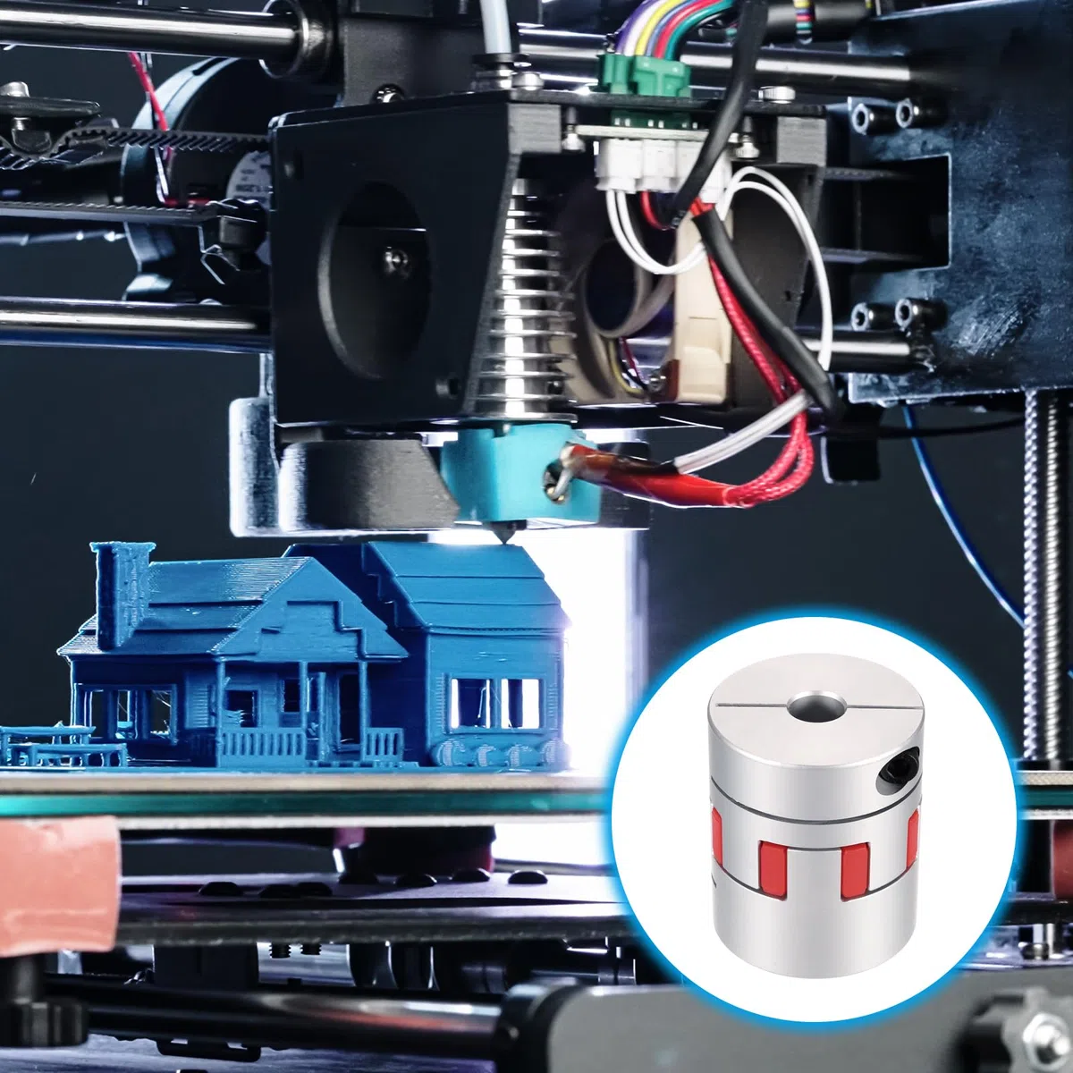 QUARKZMAN Acoplamiento de eje de aluminio de 16 mm a 28 mm Acoplamiento flexible de araña L66mm x D55mm Acoplador de eje de araña Conector conjunto para impresoras 3D