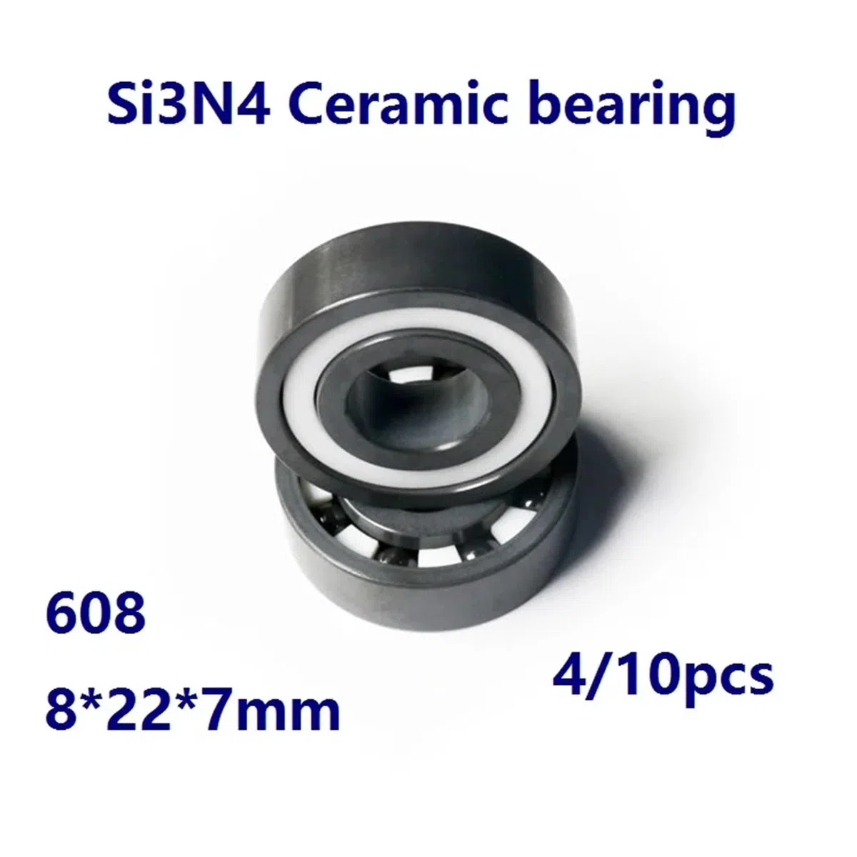 4/10 piezas 608 Cojinete cerámico Si3N4 completo Cojinetes cerámicos completos de bolas ranura profunda cerámica silicio 8 * 22 ​​7 mm(4pcs)