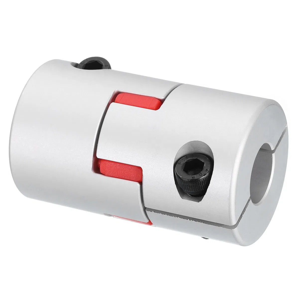 QUARKZMAN D40 L66 Acoplamiento Flexible de Eje de Ciruela de 15 mm a 15 mm Conector de Motor de Aluminio Acoplador Flexible de Araña para Impresora 3D Máquina CNC (Tono Plateado/Rojo)