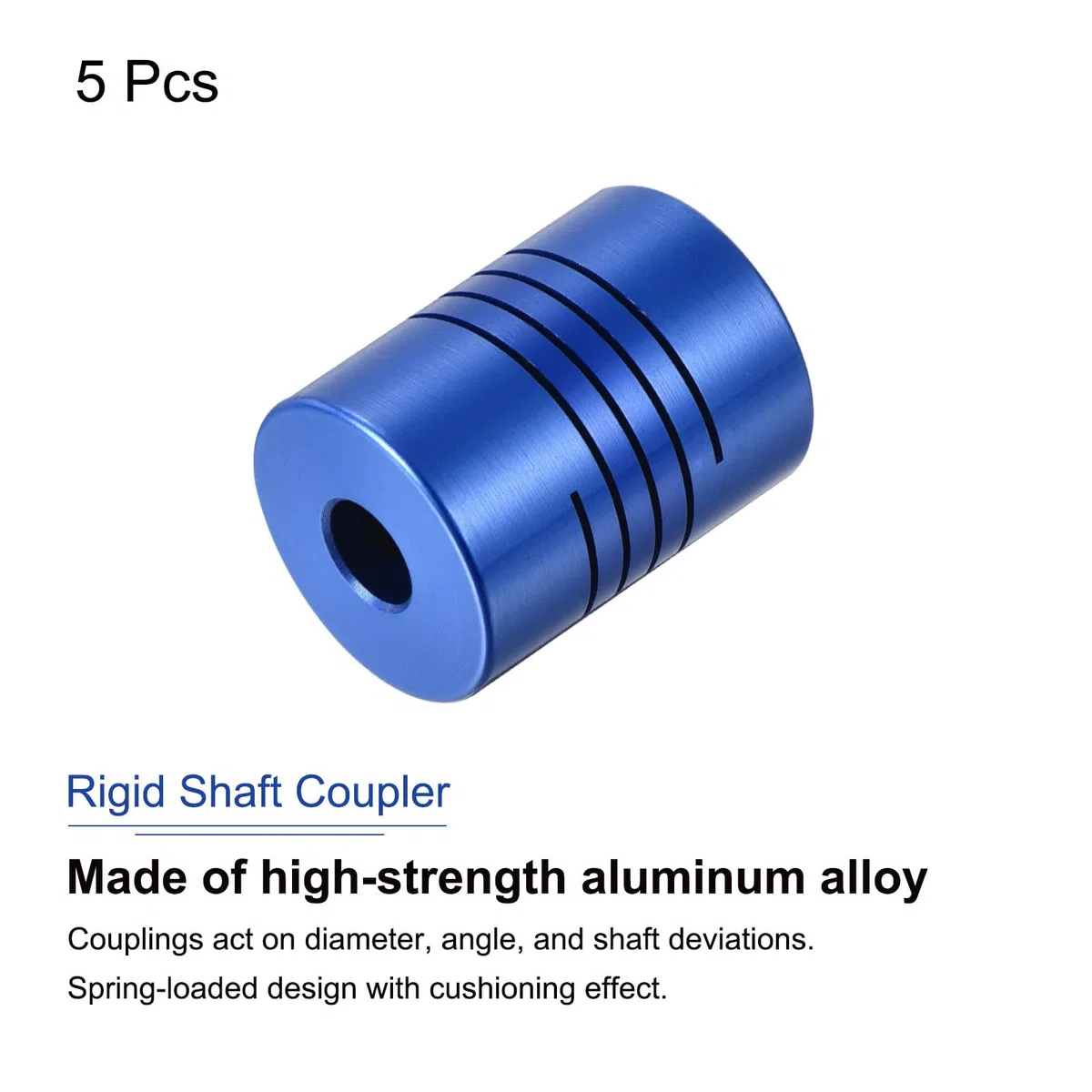 QUARKZMAN 5 Piezas Acoplamiento Flexible de Eje 6.35mm a 6.35mm，Acoplamiento Motor L25xD19 de Aleación de Aluminio con Tornillos para Impresoras 3D, Máquina CNC, Azul