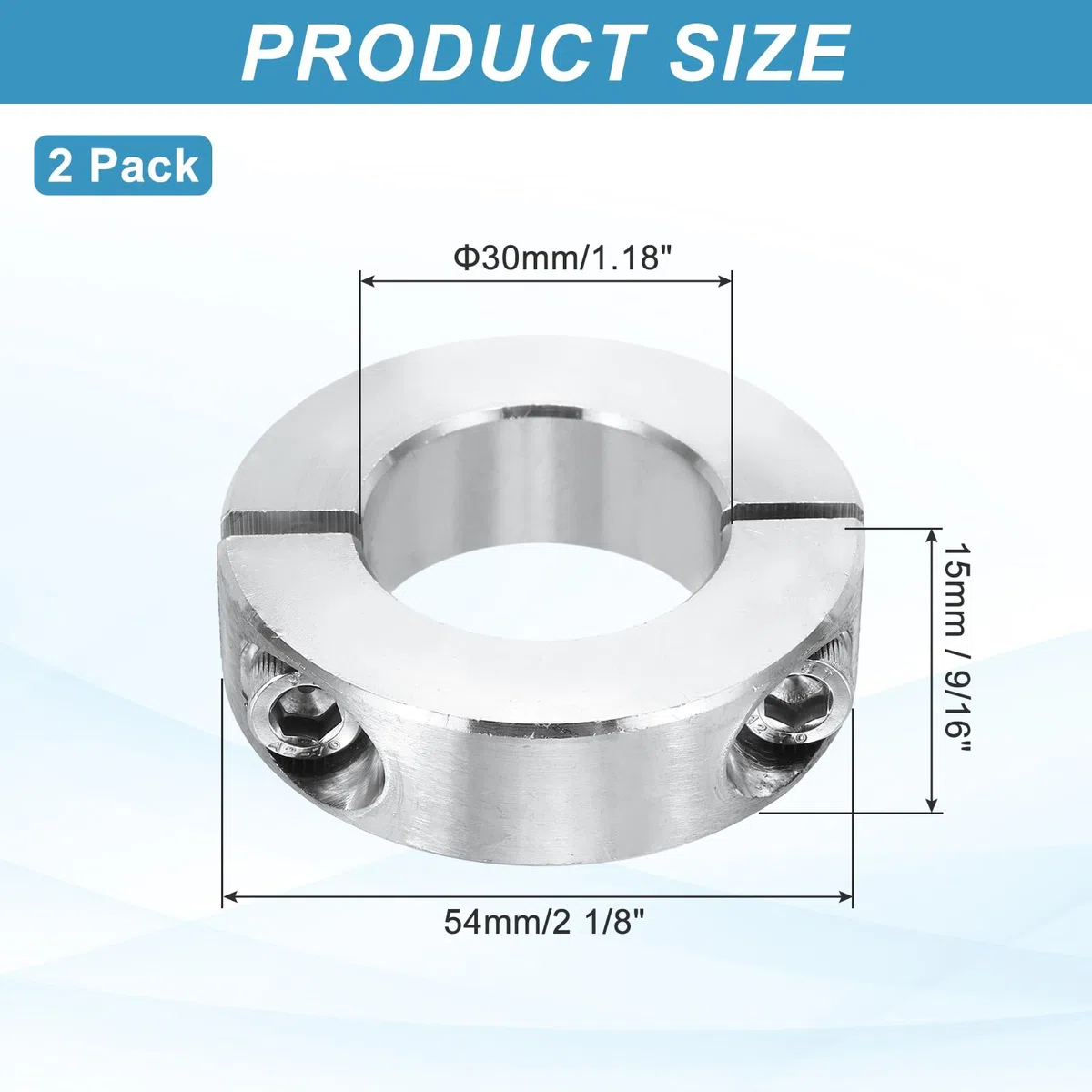 QUARKZMAN 2 Piezas De Collarín De Eje 30mm Diámetro Interior Doble Ranura 304 Acero Inoxidable Collarines De Sujeción Para Sistemas De Automatización Industrial Y Bandas Transportadoras