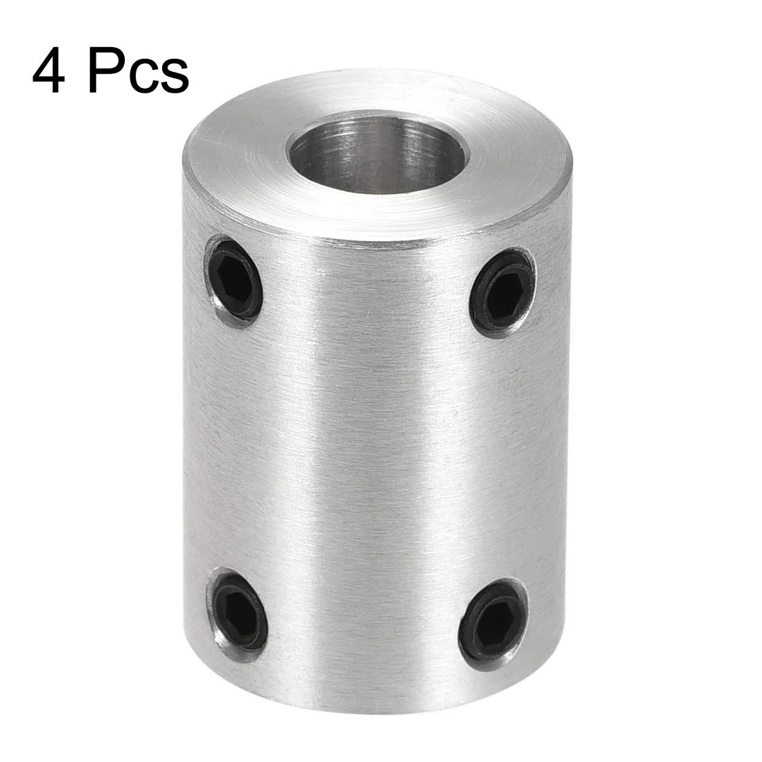 sourcing map Acoplamiento Rígido de Eje de 6mm a 8mm, Acoplador 25mm Longitud 18mm Diámetro con Tornillos, Conector de Aleación de Aluminio, Accesorios para Motor, 4 Pcs