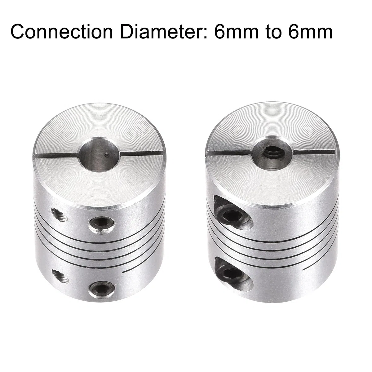 sourcing map Acoplamiento de Eje de 6mm a 6mm, Acoplador de Viga Helicoidal 25mm Longitud 20mm Diámetro, Conector de Aleación de Aluminio, Accesorios para Motor, 2 Pcs