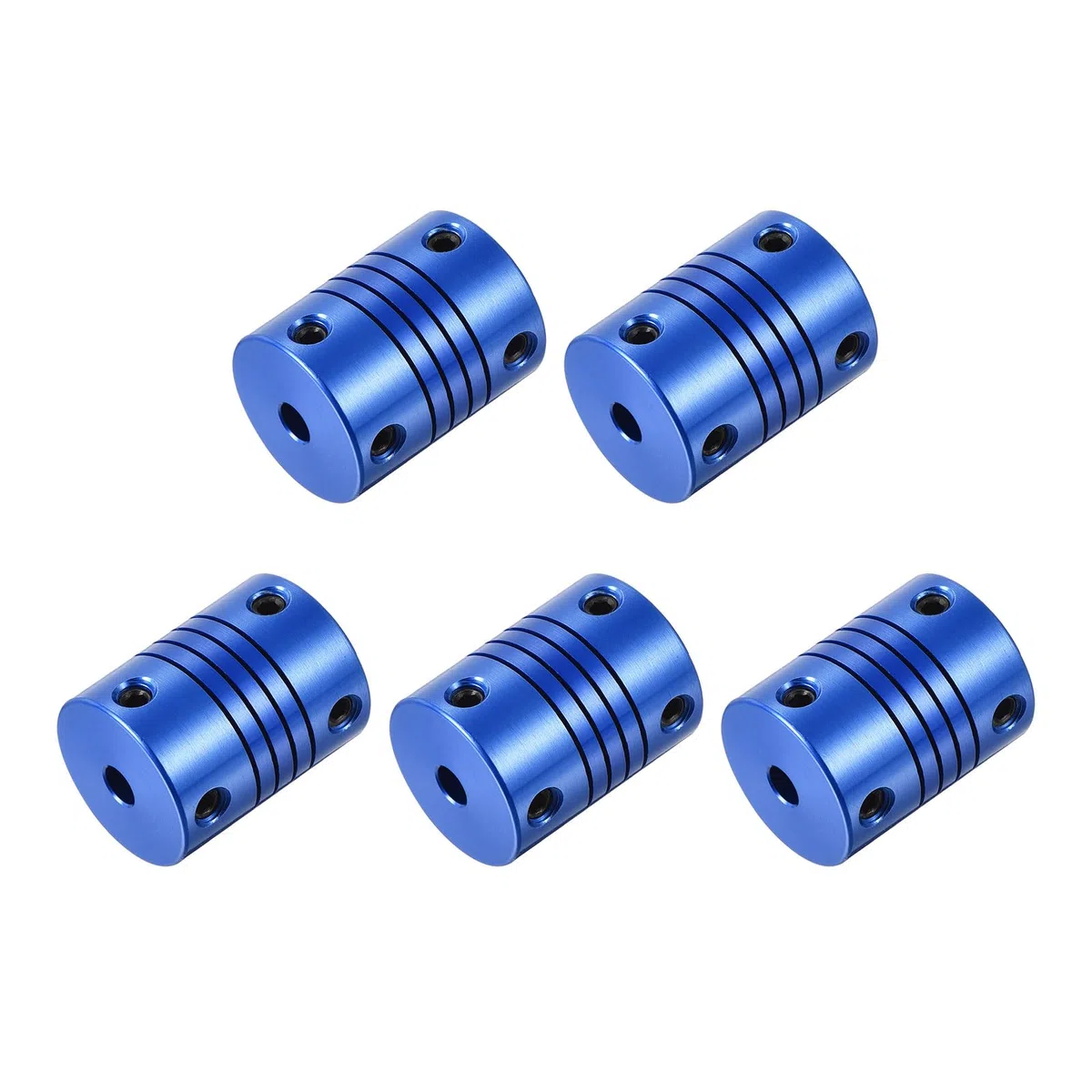 QUARKZMAN 5 Piezas Acoplamiento Flexible de Eje 4mm a 6mm，Acoplamiento Motor L25xD18 de Aleación de Aluminio con Tornillos para Impresoras 3D, Máquina CNC, Azul