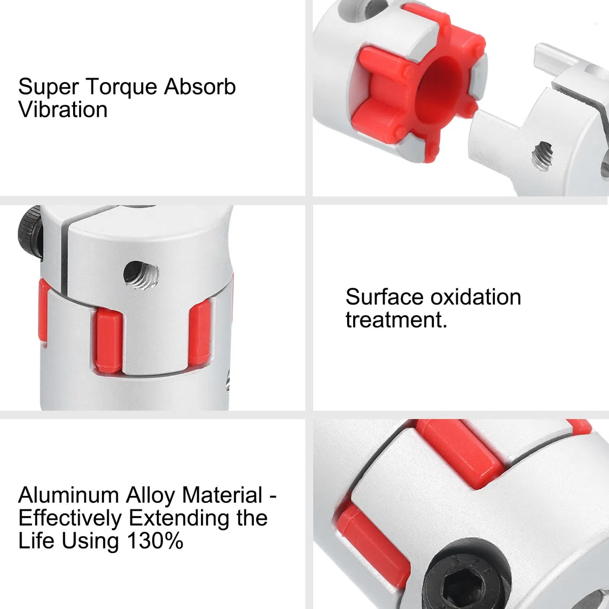 QUARKZMAN 2pcs D30 L35 10mm a 14mm Flexible Ciruela Eje Acoplamiento Aluminio Motor Conector Flexible Araña Acoplador para 3D Impresora CNC Máquina (Plateado Tono/Rojo)