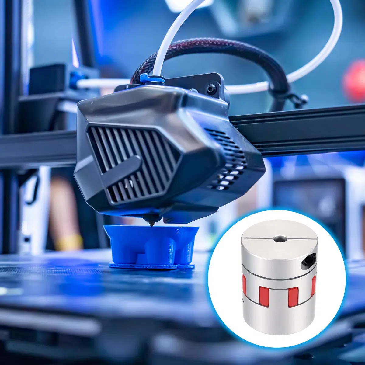 QUARKZMAN Acoplamiento de Eje de Aluminio Acoplador de Eje 7mm a 14mm L50mm x D40mm Acoplador de Mandíbula de Eje Conector de Eje de Araña para Impresoras 3D DIY Máquina Fresadora CNC