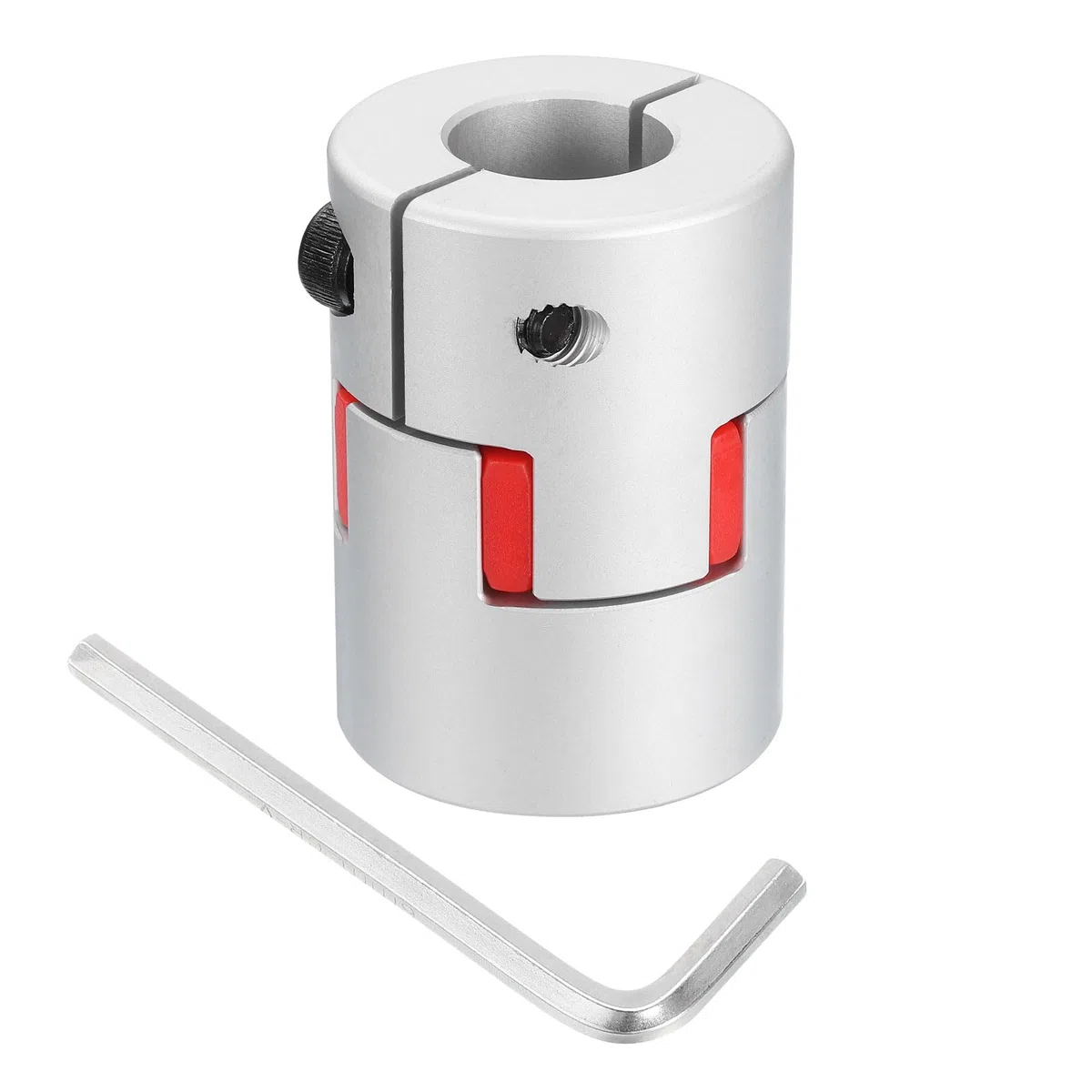 QUARKZMAN D40 L55 8mm a 19mm Flexible Ciruela Eje Acoplamiento Aluminio Motor Conector Flexible Araña Acoplador para 3D Impresora CNC Máquina (Plateado Tono/Rojo)