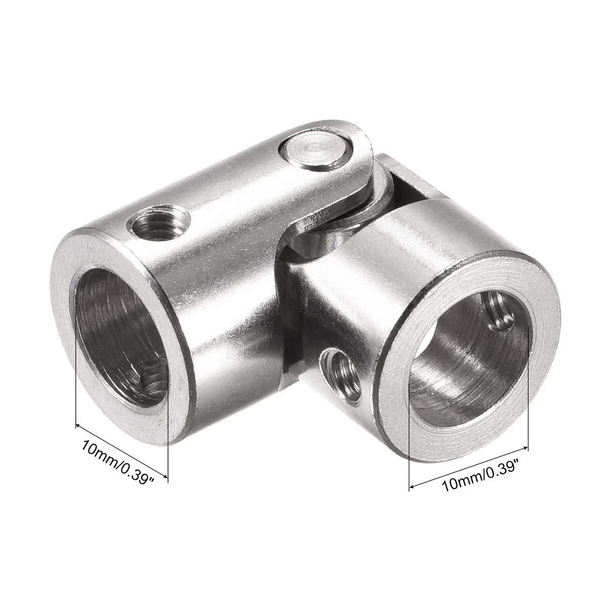 sourcing map 10mm A 10mm Interior Diámetro Giratorio Universal Junta Eje Acoplamiento L35 X D16 con Tornillos y Llave para RC Modelo Paquete de 2