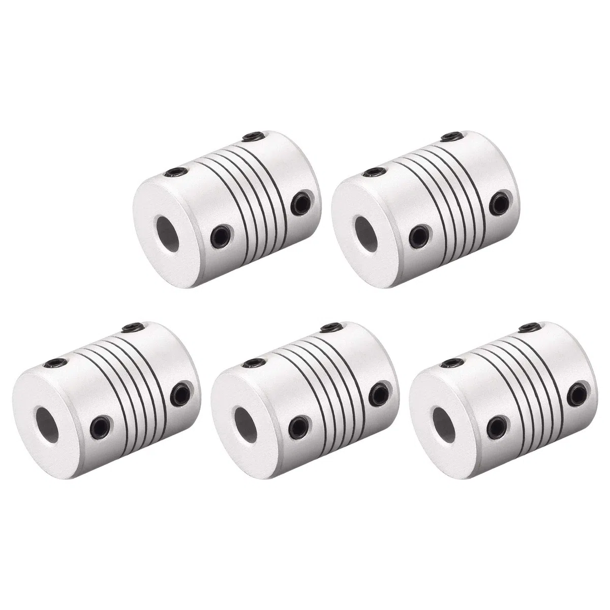 sourcing map 6mm a 8mm Aluminio Aleación Eje Acoplamiento Flexible Acoplador Motor Conector Junta L25xD19 Plateado, 5uds.