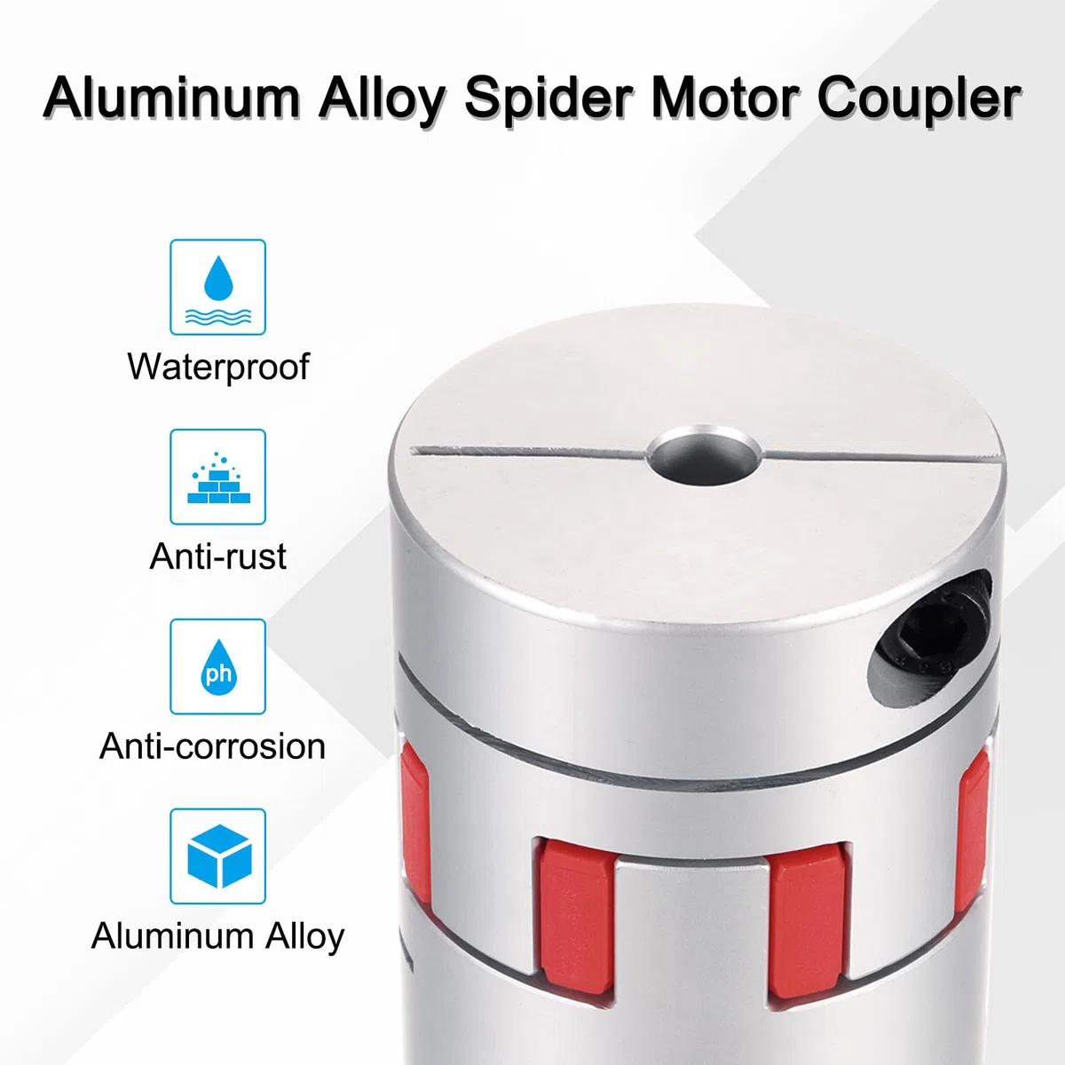 QUARKZMAN Acoplamiento de Eje de Aluminio Acoplador de Eje 7mm a 14mm L50mm x D40mm Acoplador de Mandíbula de Eje Conector de Eje de Araña para Impresoras 3D DIY Máquina Fresadora CNC