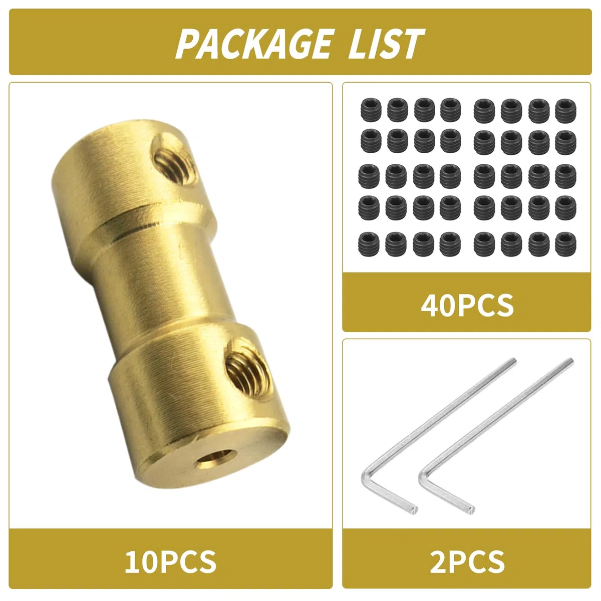 10 Piezas 2mm a 2 De Latón Eje De Acoplamiento, L20 X D9 Tornillo De Acoplamiento Rígido Conector Del Motor Para El Bricolaje, Motor Pequeño, RC Barco Coche Avión