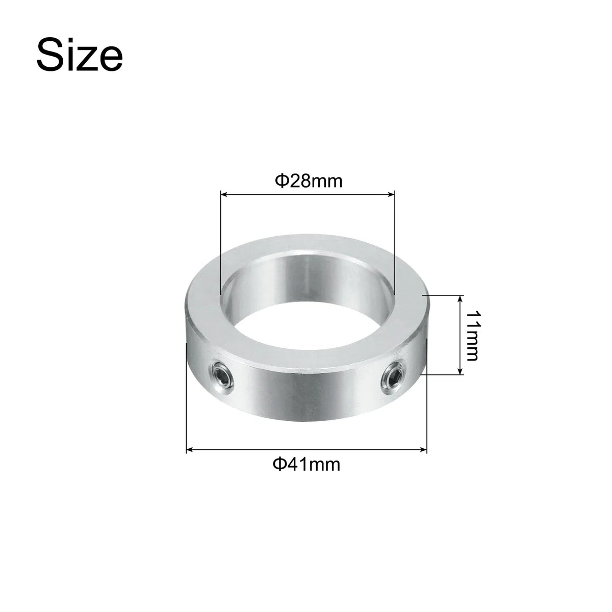 sourcing map Juego de 8 collares de tornillo de 28 mm de diámetro, collares de eje de aluminio, 41 mm de diámetro exterior y 11 mm de grosor, collar de abrazadera de tornillo de ajuste, collar de tope