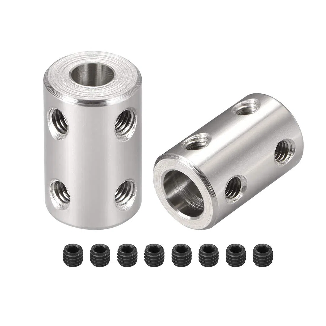 sourcing map 6mm a 8mm Interior Diámetro Rígido Acoplamiento Fijación Tornillo L22XD14 Inoxidable Acero, Eje Acoplador Conector, Motor Accesorios, 2 Piezas